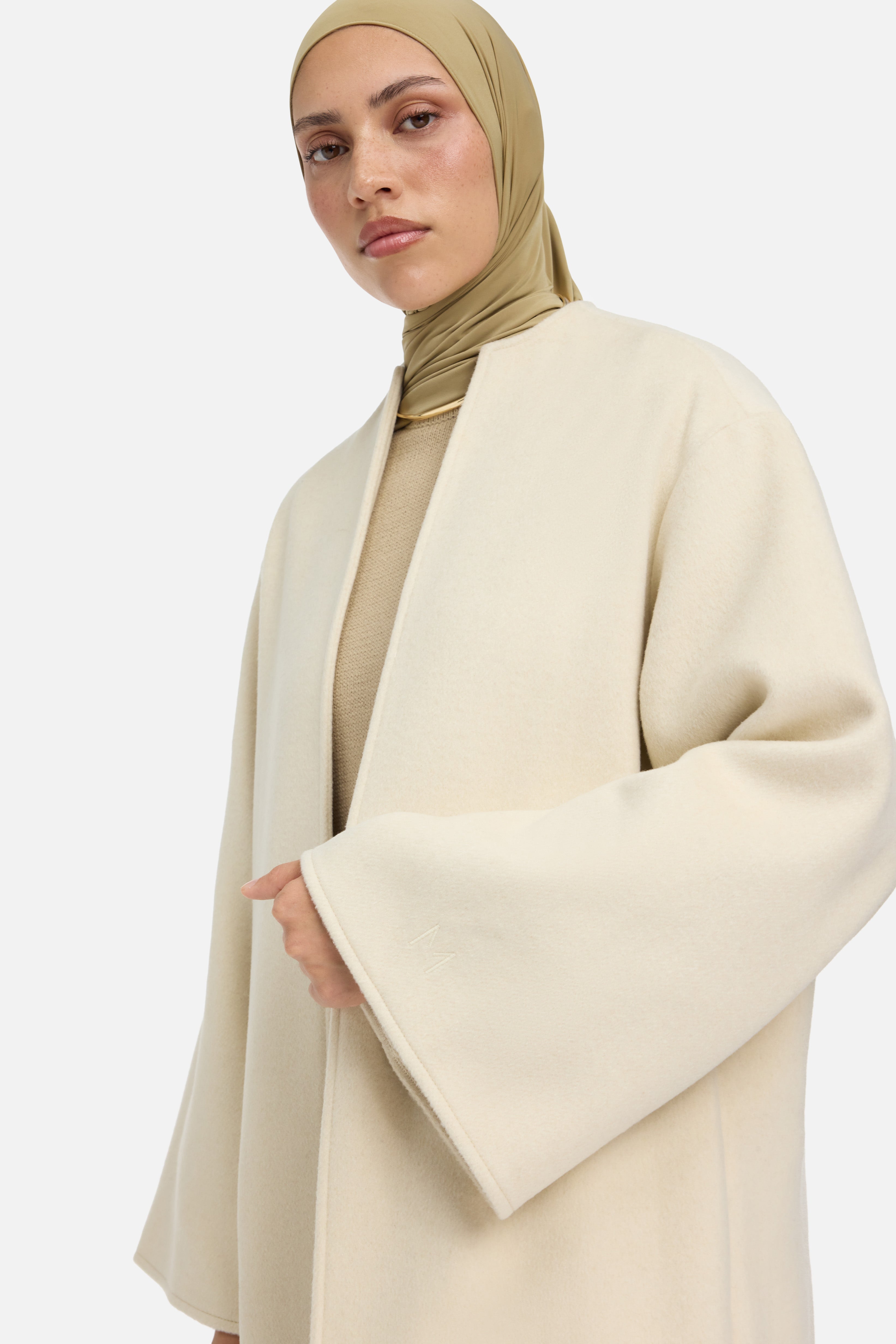 Wool Blend Abaya | Cloud White