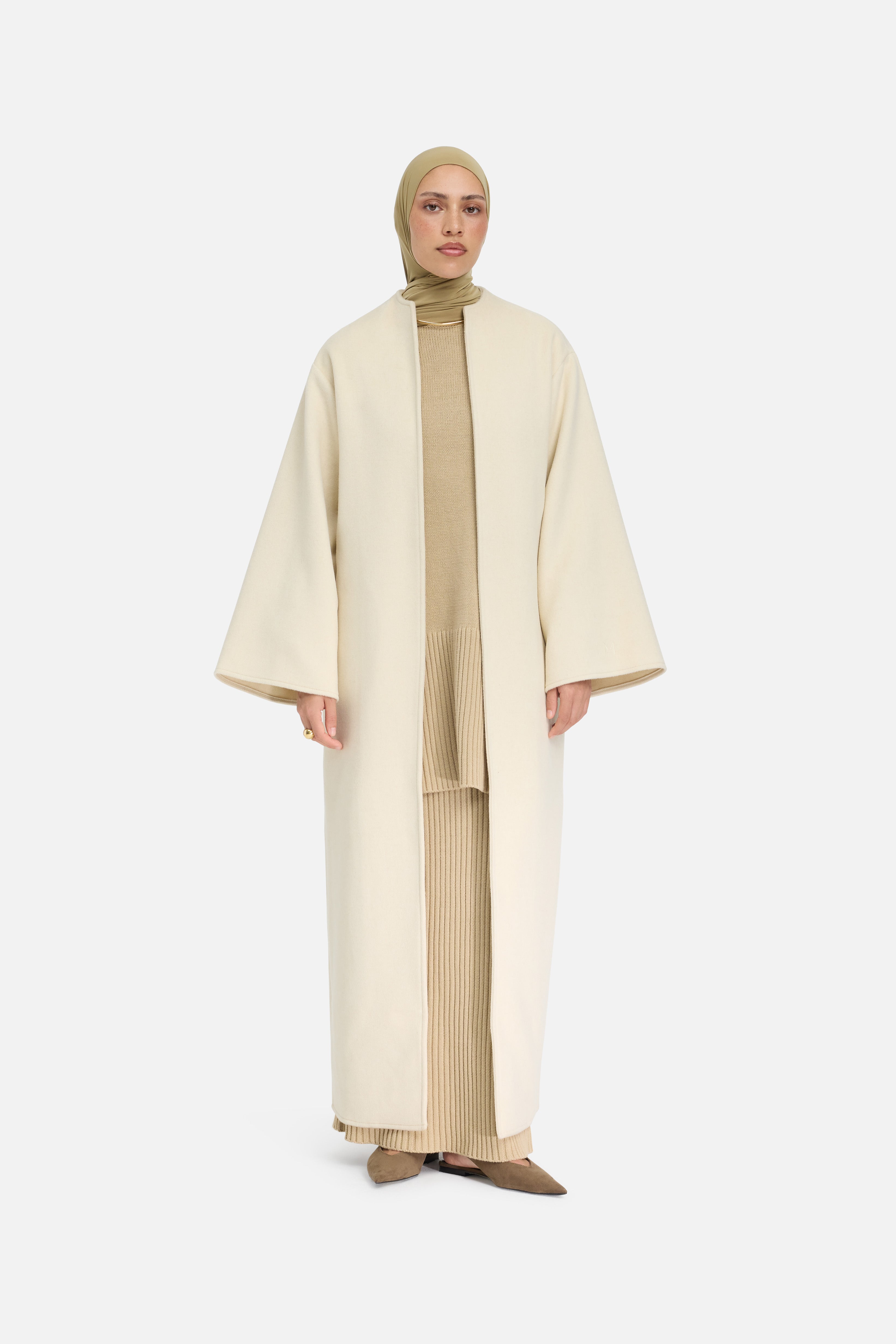 Wool Blend Abaya | Cloud White