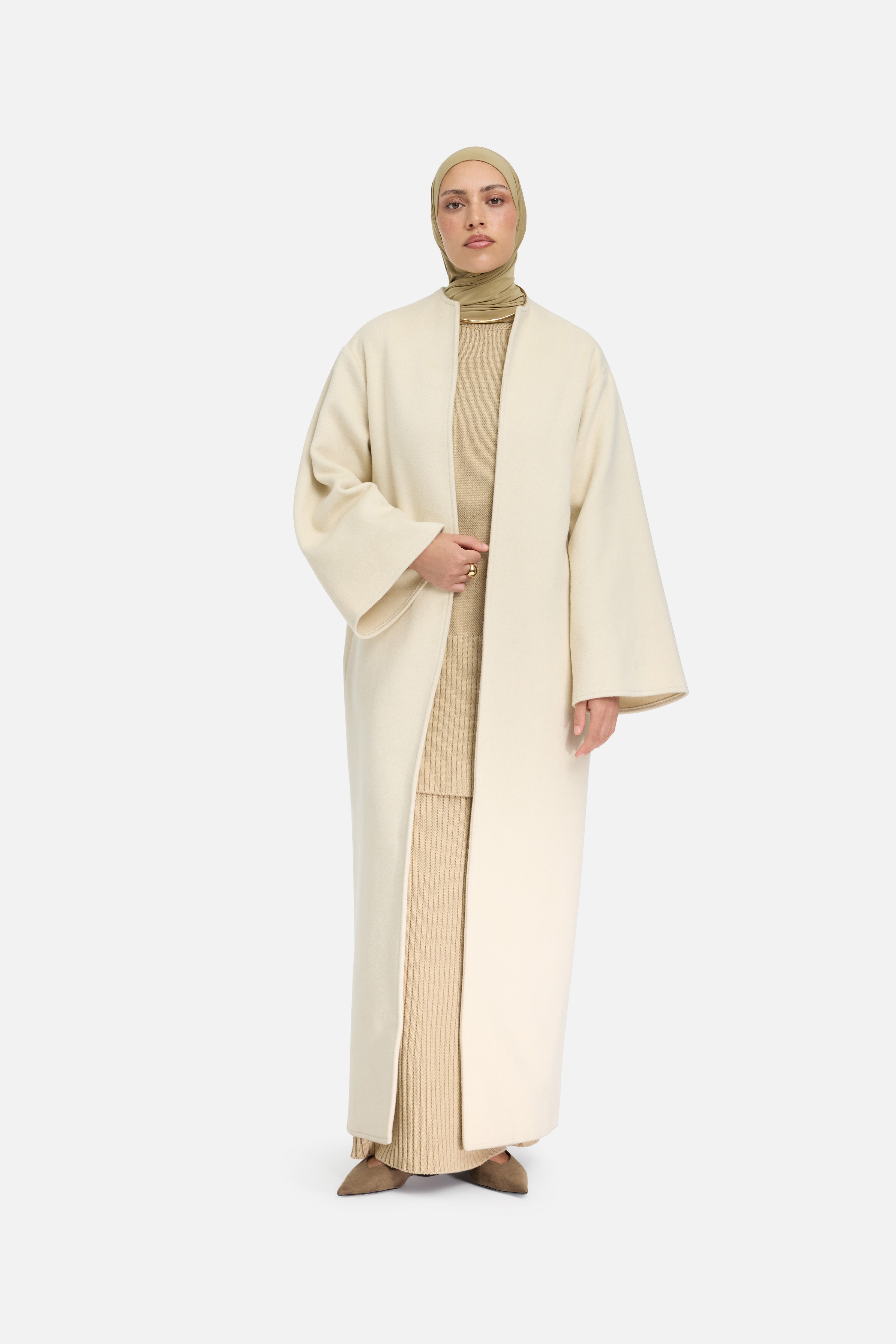 Wool Blend Abaya | Cloud White