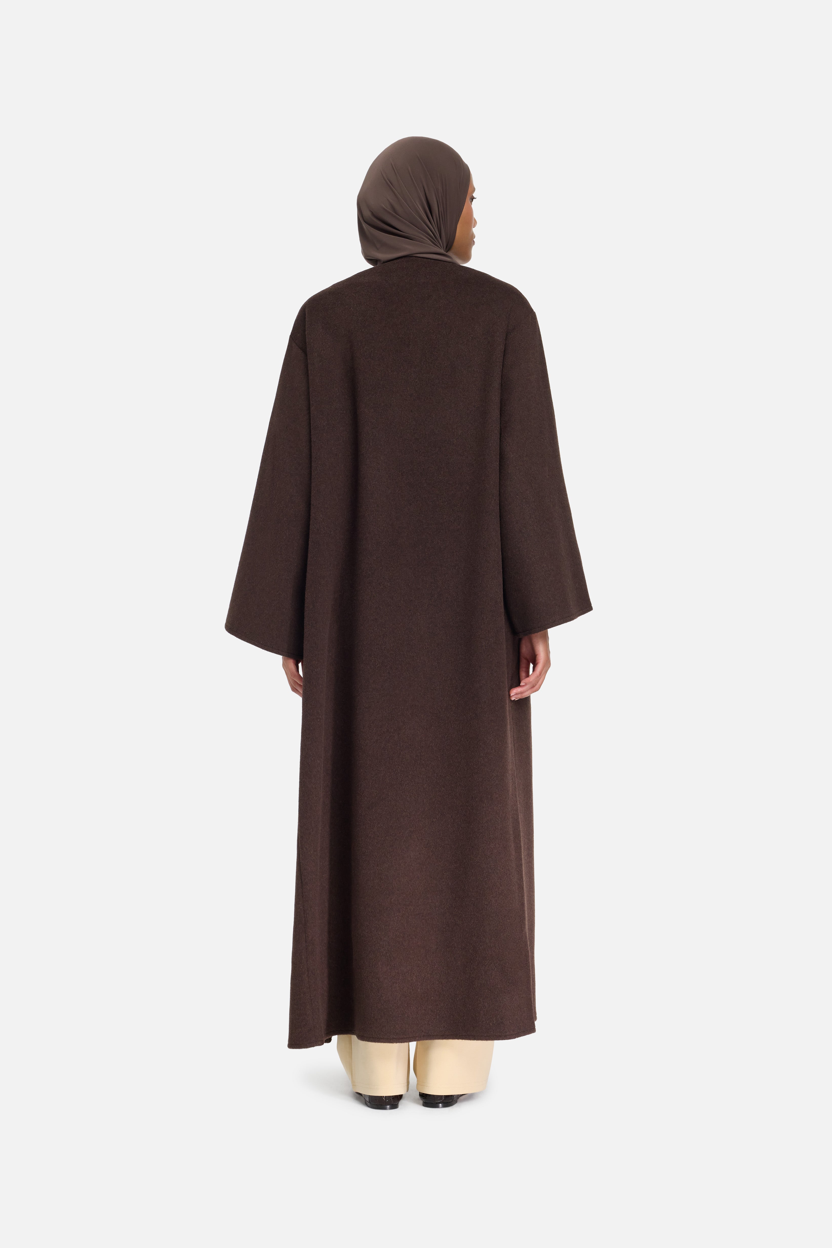 Wool Blend Abaya | Dark Brown