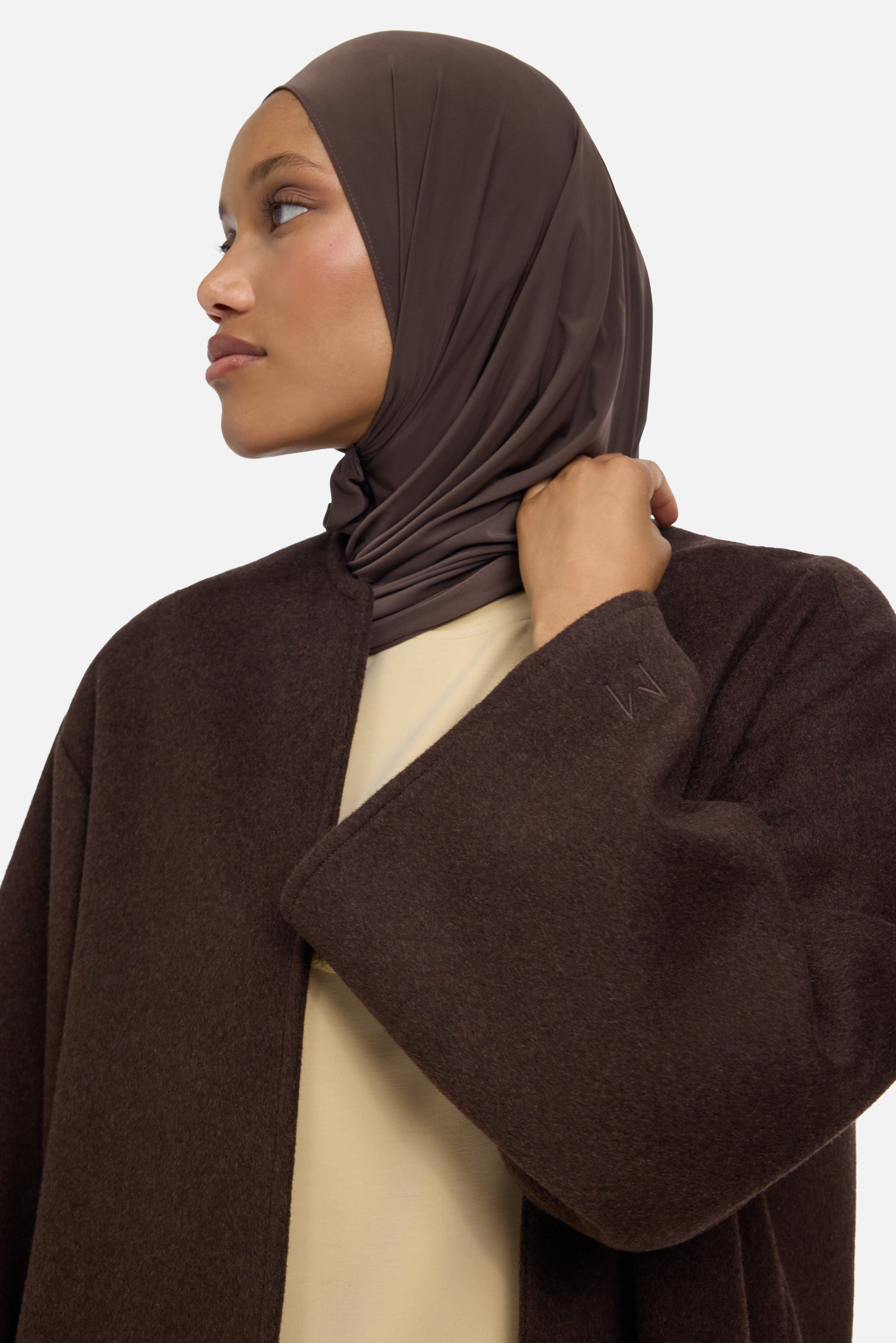 Wool Blend Abaya | Dark Brown