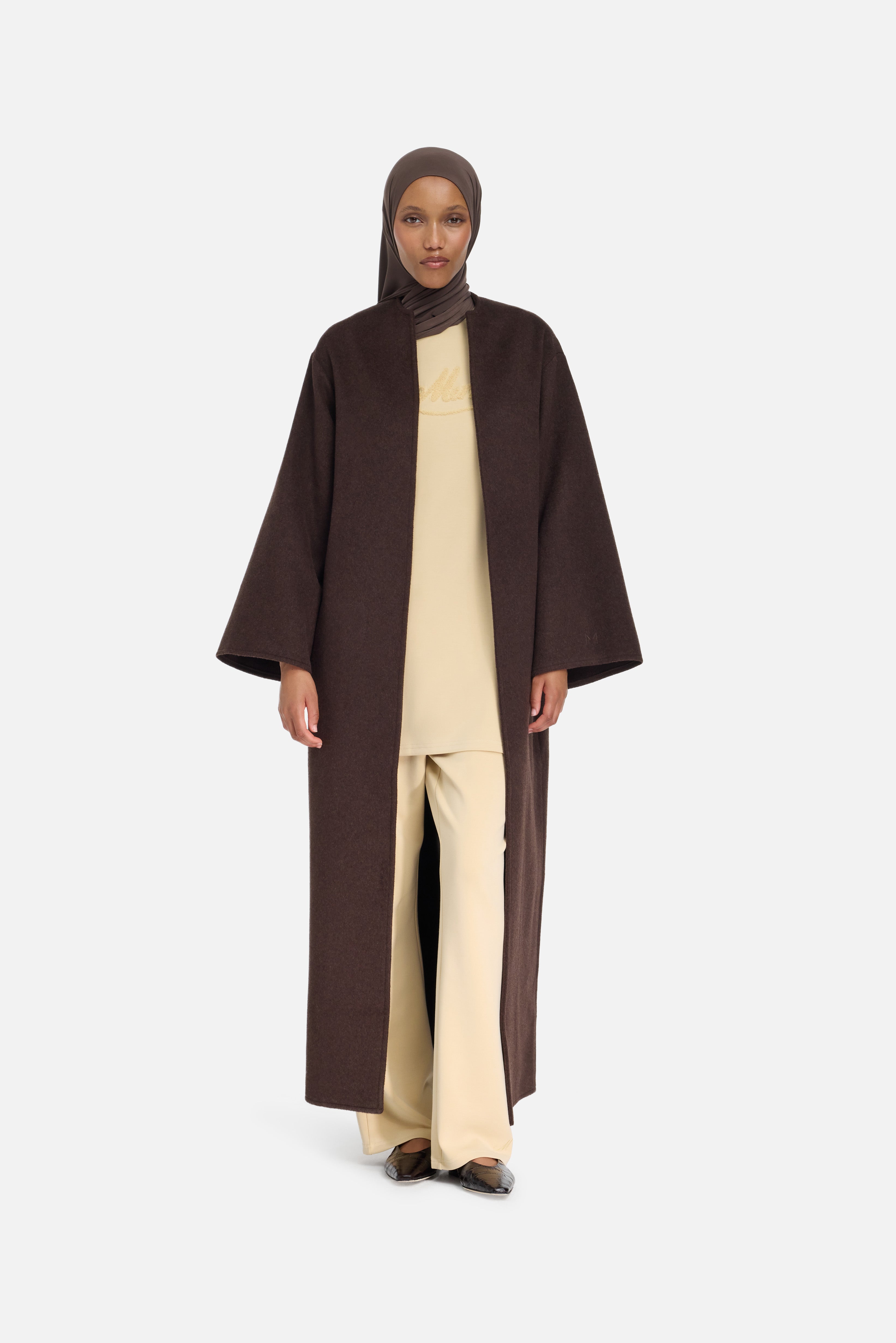Wool Blend Abaya | Dark Brown