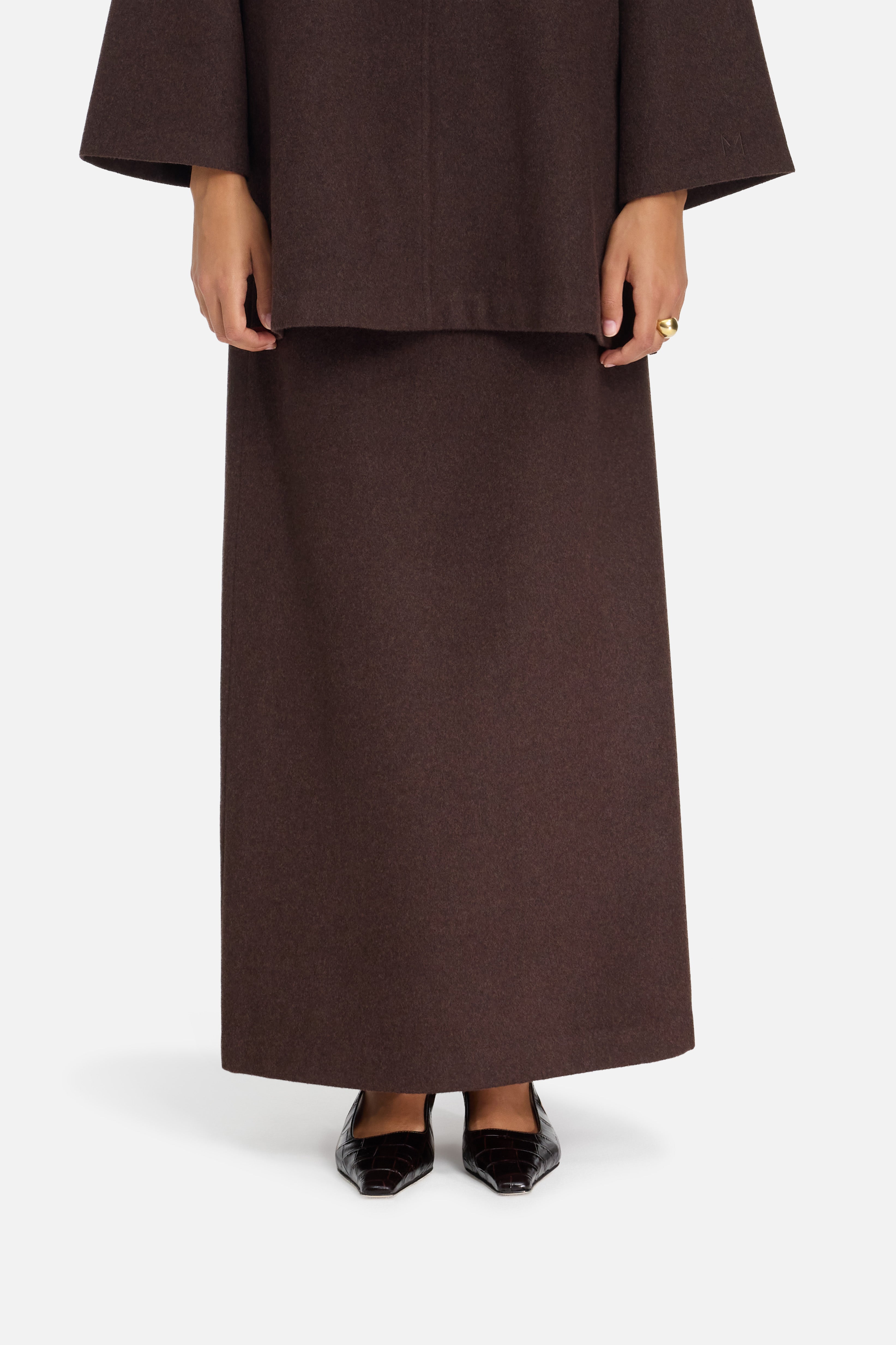 Wool Blend Skirt | Dark Brown