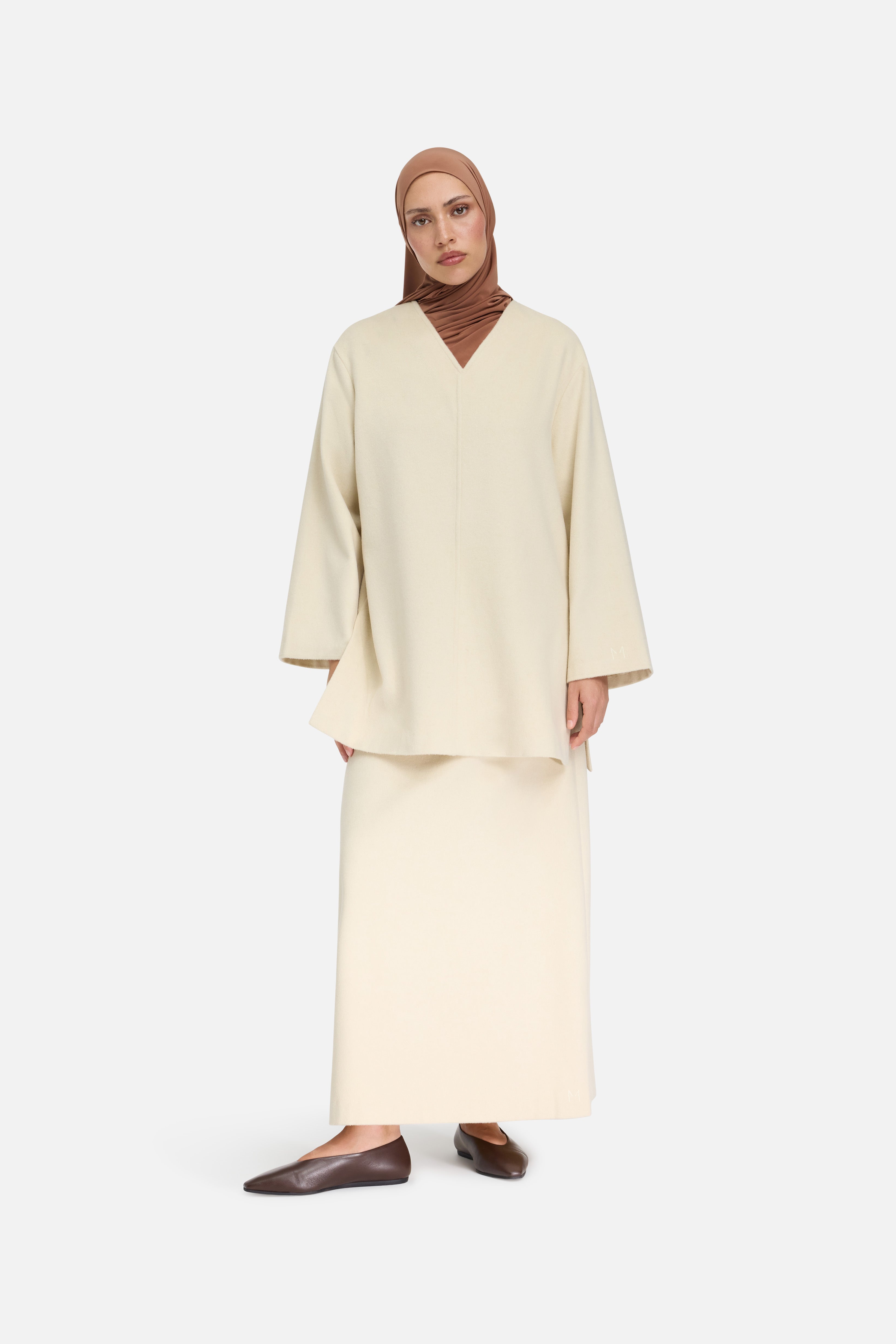 Wool Blend Skirt | Cloud White