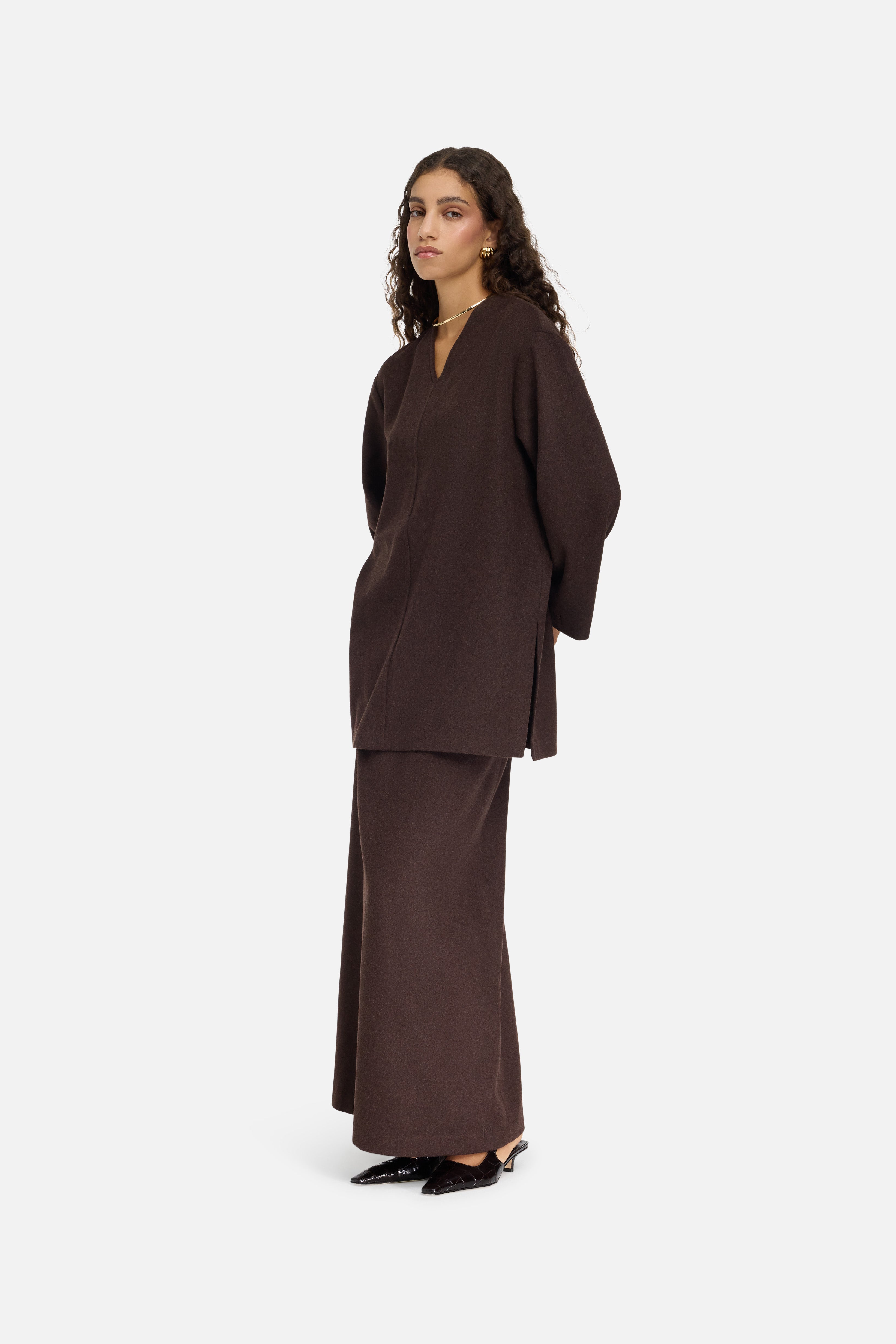 Wool Blend Sweater | Dark Brown