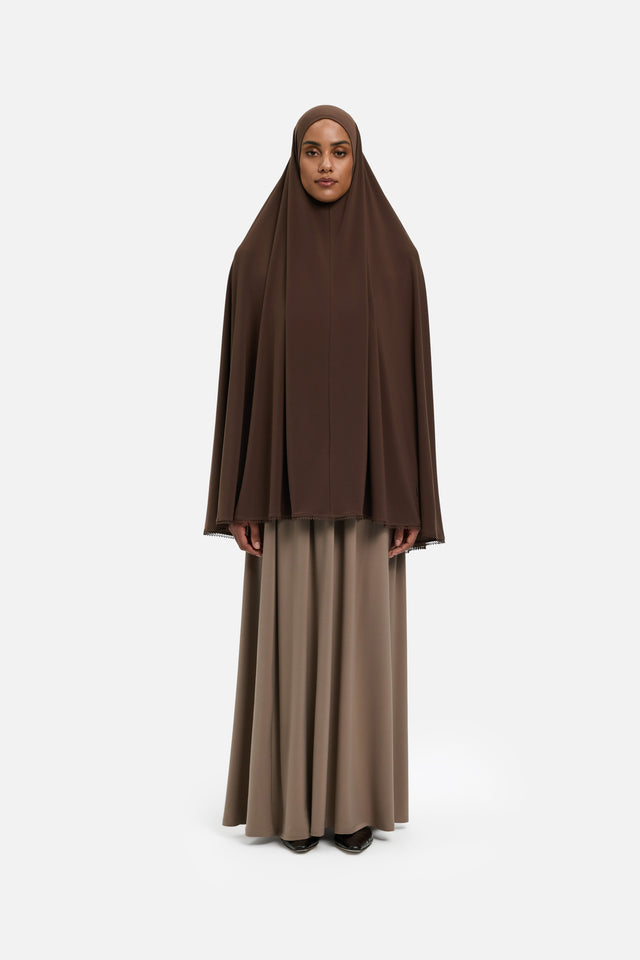 The Picot Edge Khimaar | Burnt Mocha