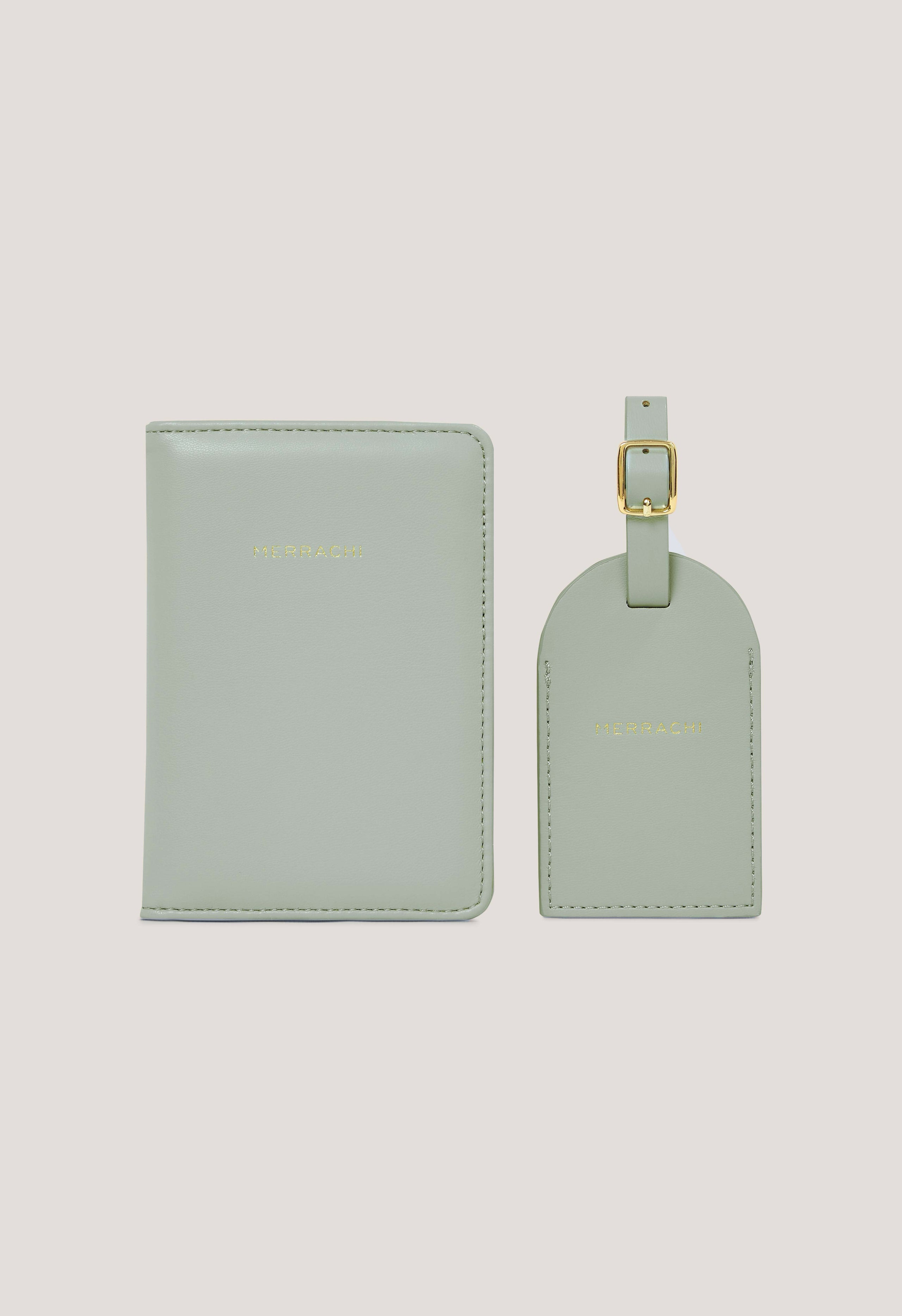 Passport Holder and Luggage Label | Misty Green