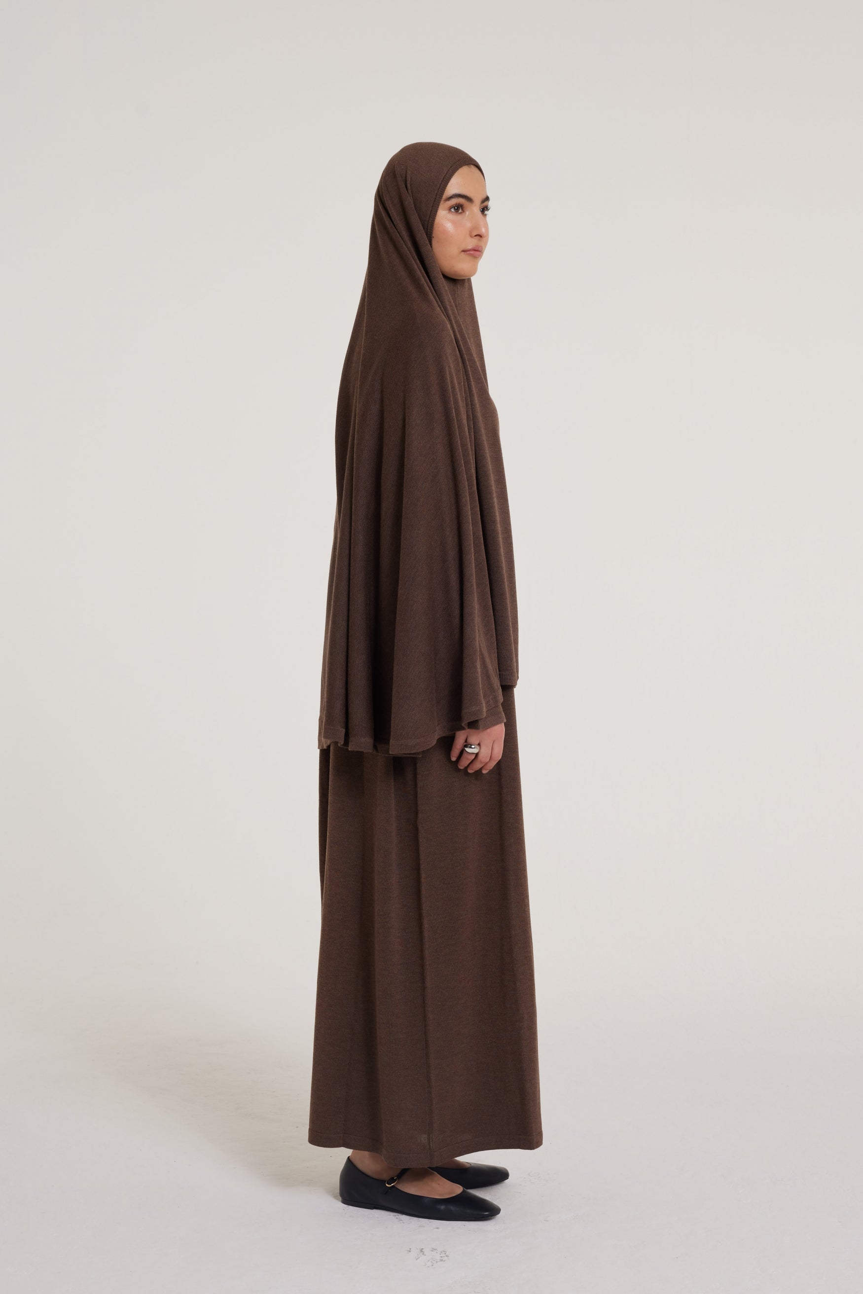 Knitted Khimaar | Ash Brown