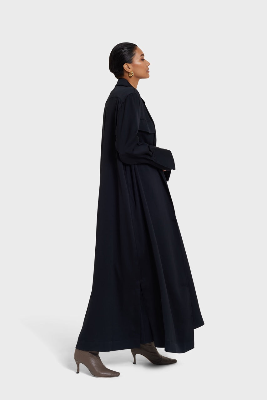 Satin Long Jacket | Black