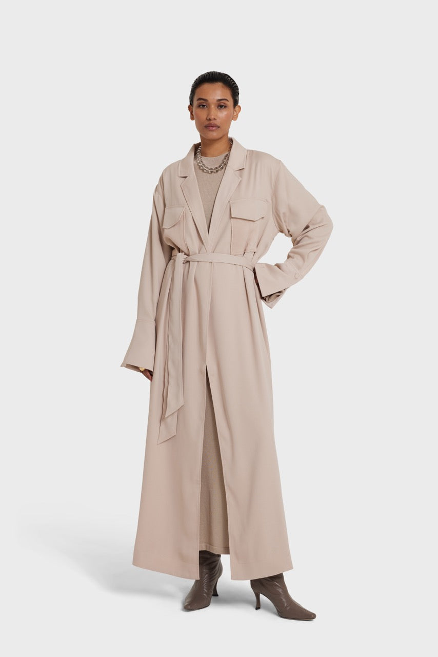 Satin Long Jacket Sand MERRACHI