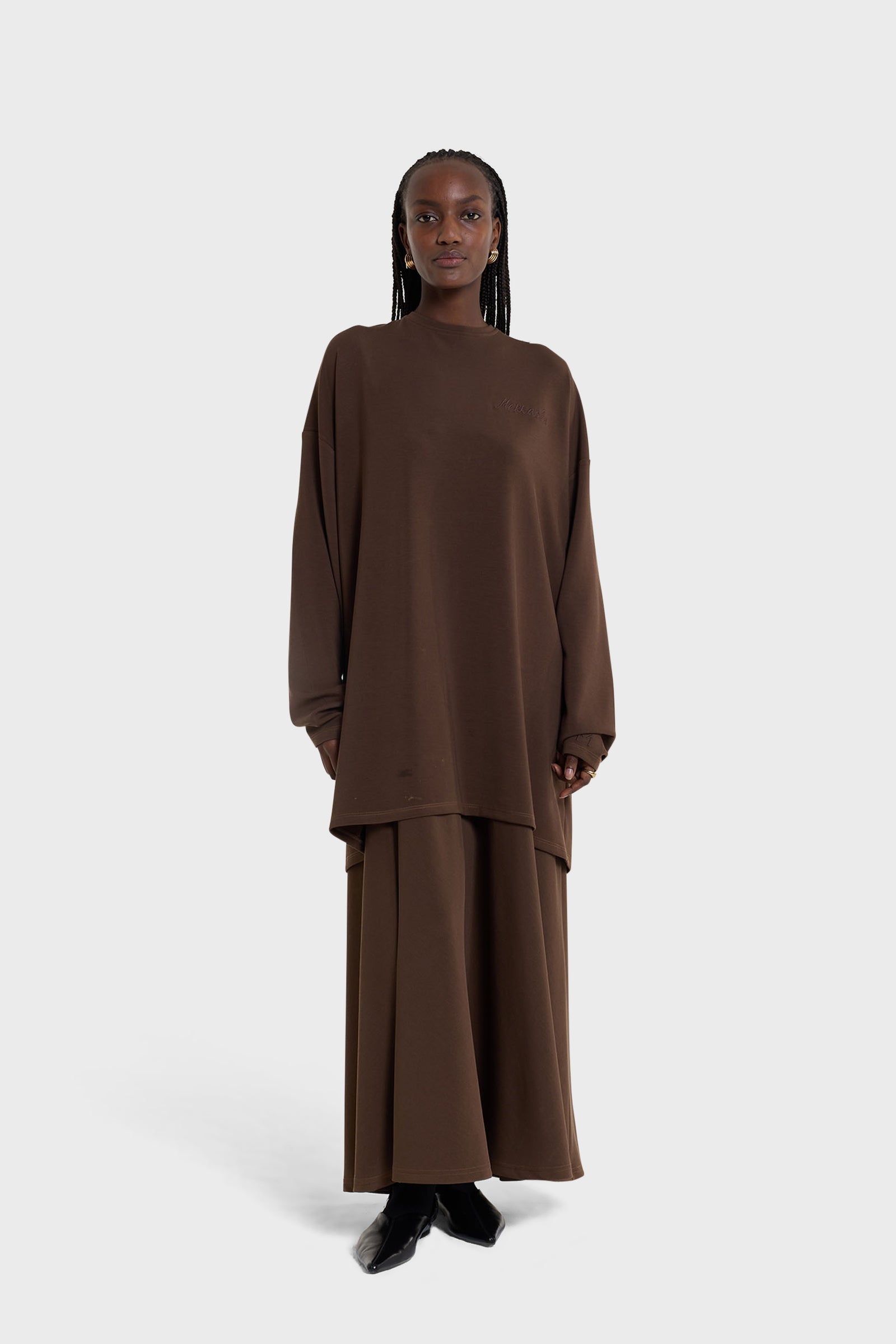 Jersey Modal Skirt | Deep Brown