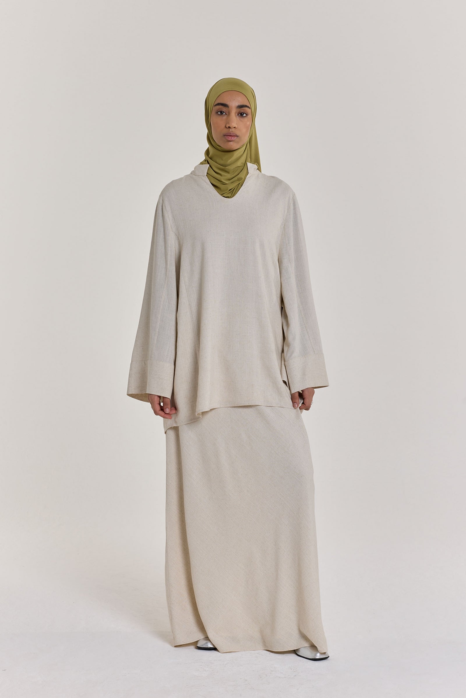 Linen Skirt | Beige Melange