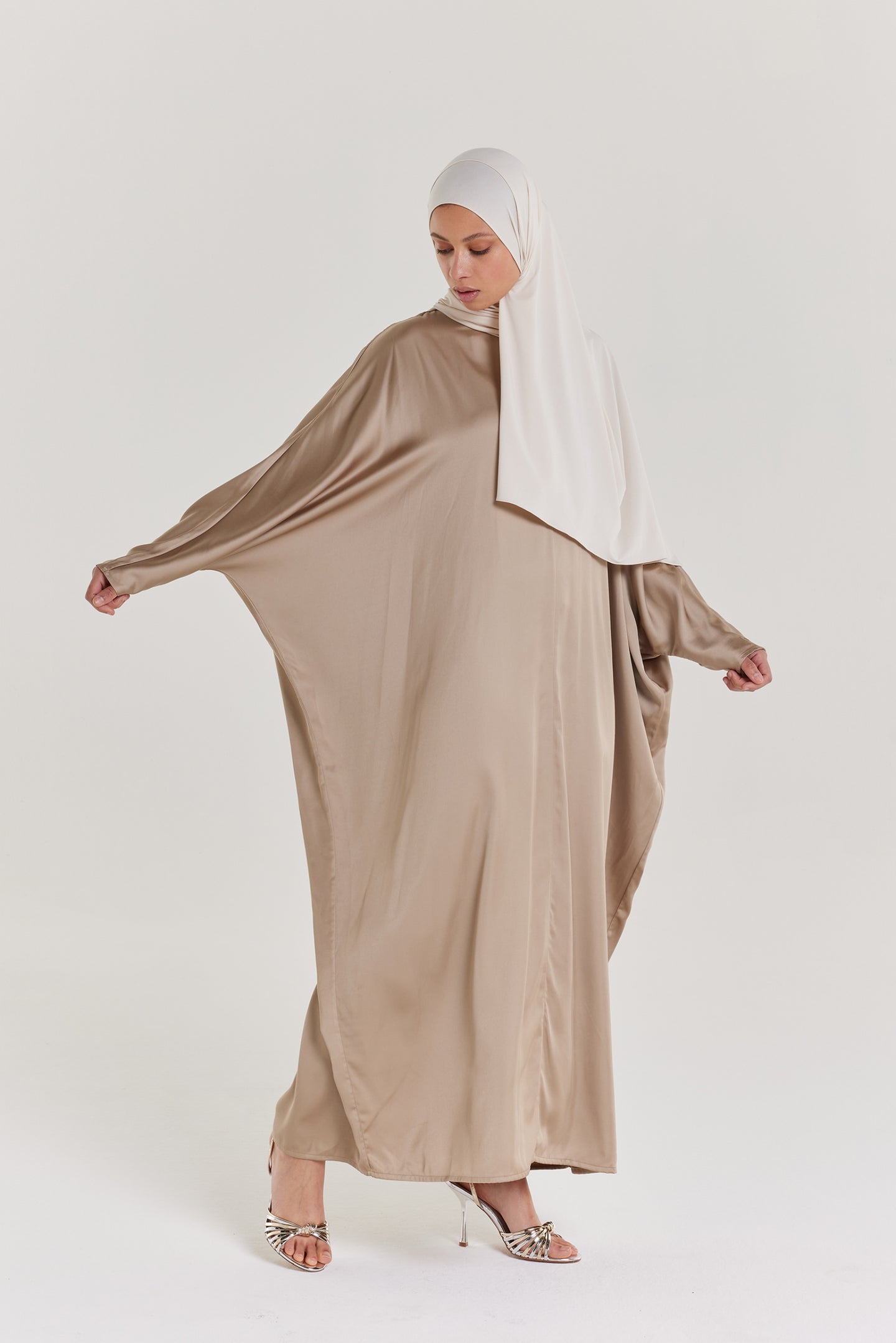 Bat Sleeve Dress | Light Khaki