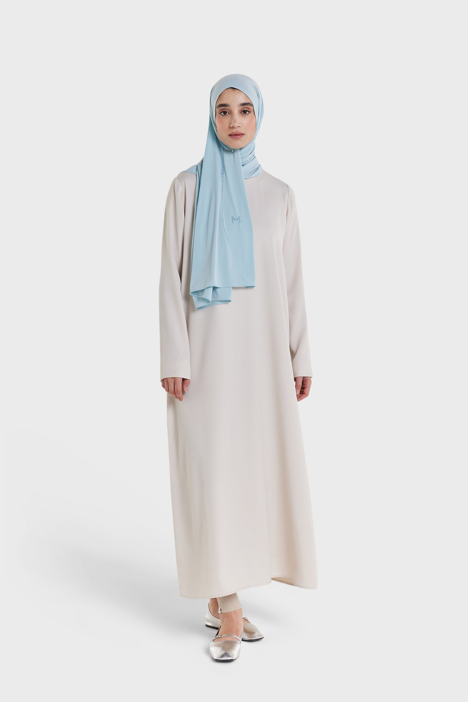 Dull Satin Dress | Biscuit