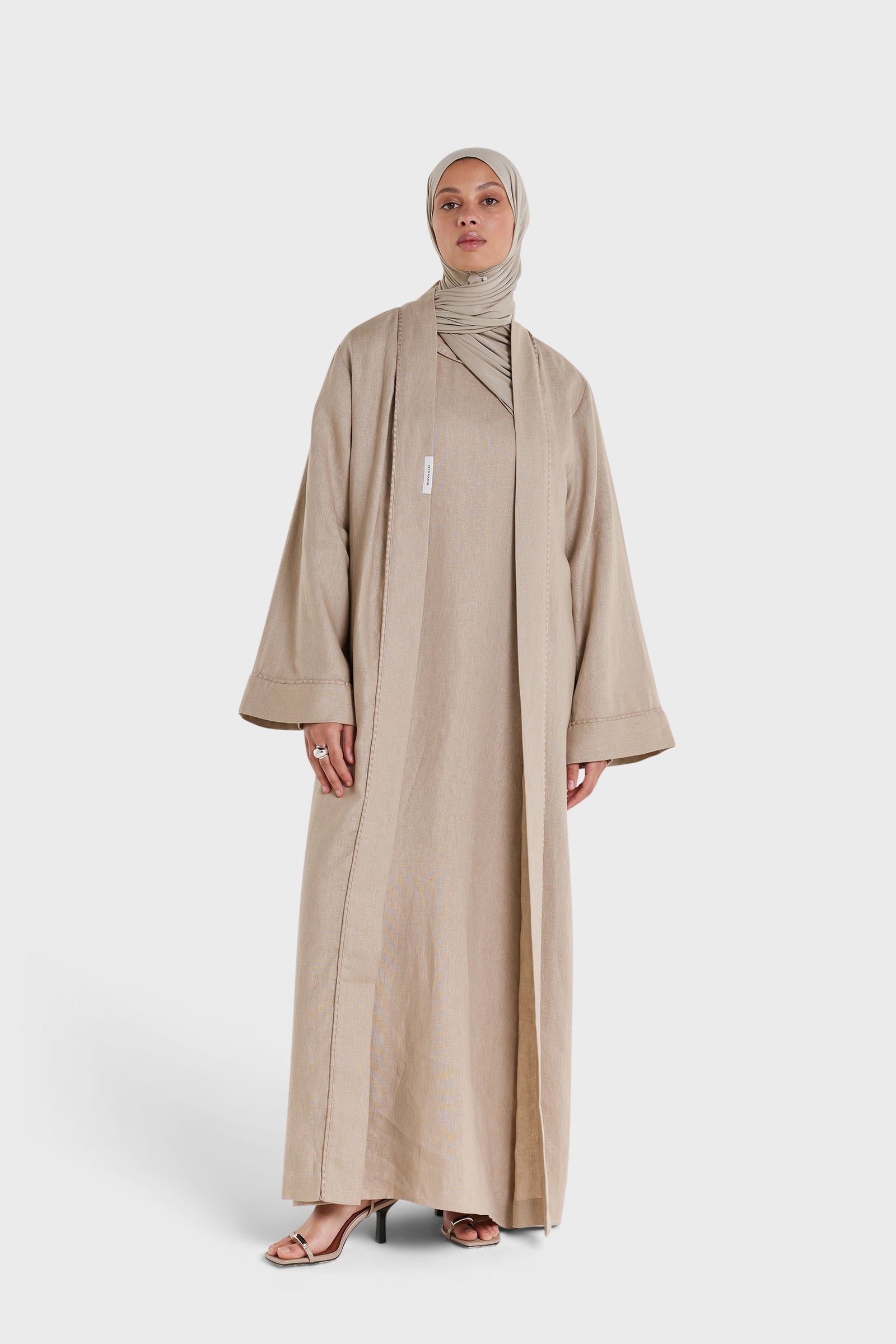 Plain Linen Abaya | Light Khaki