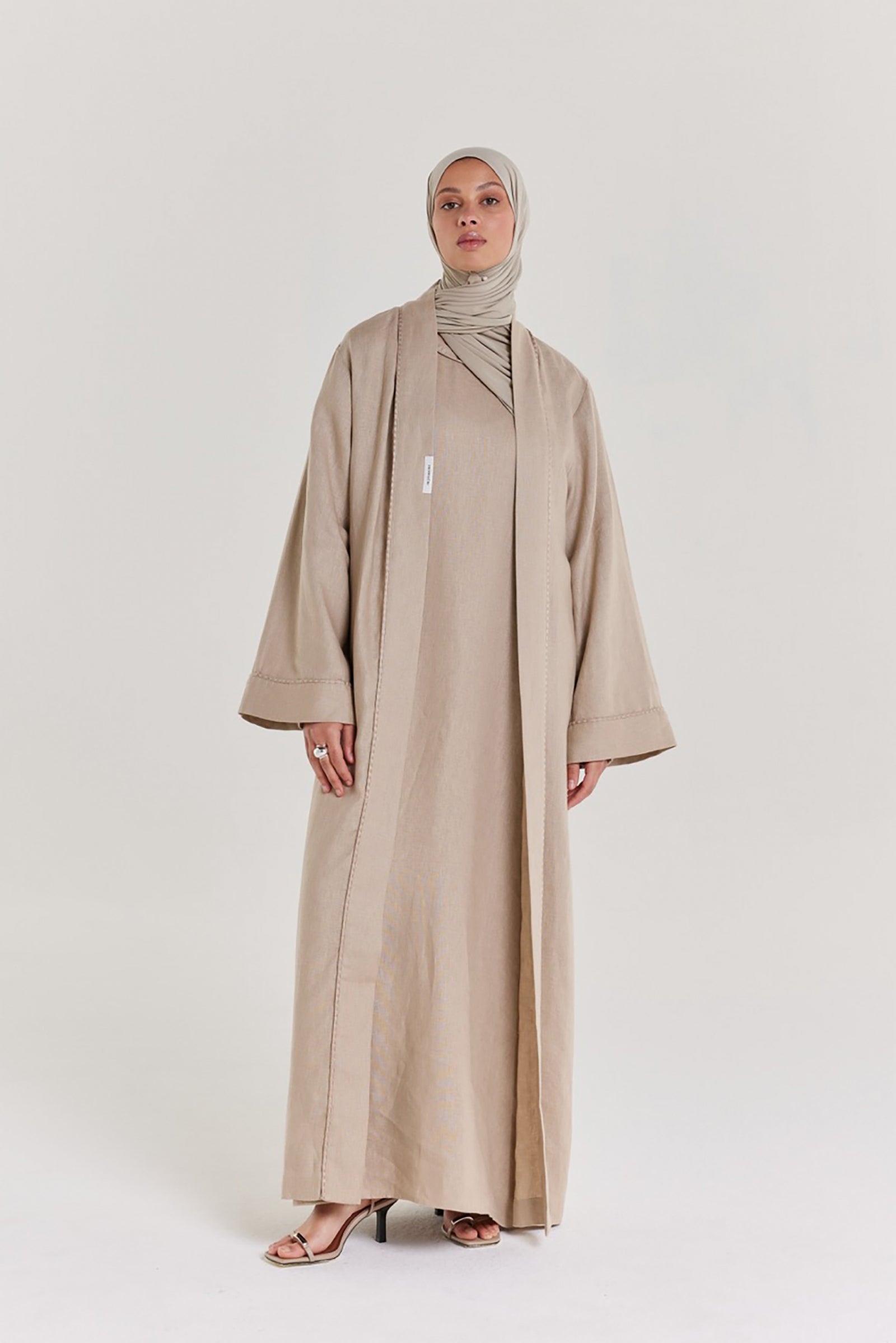 Plain Linen Abaya | Light Khaki