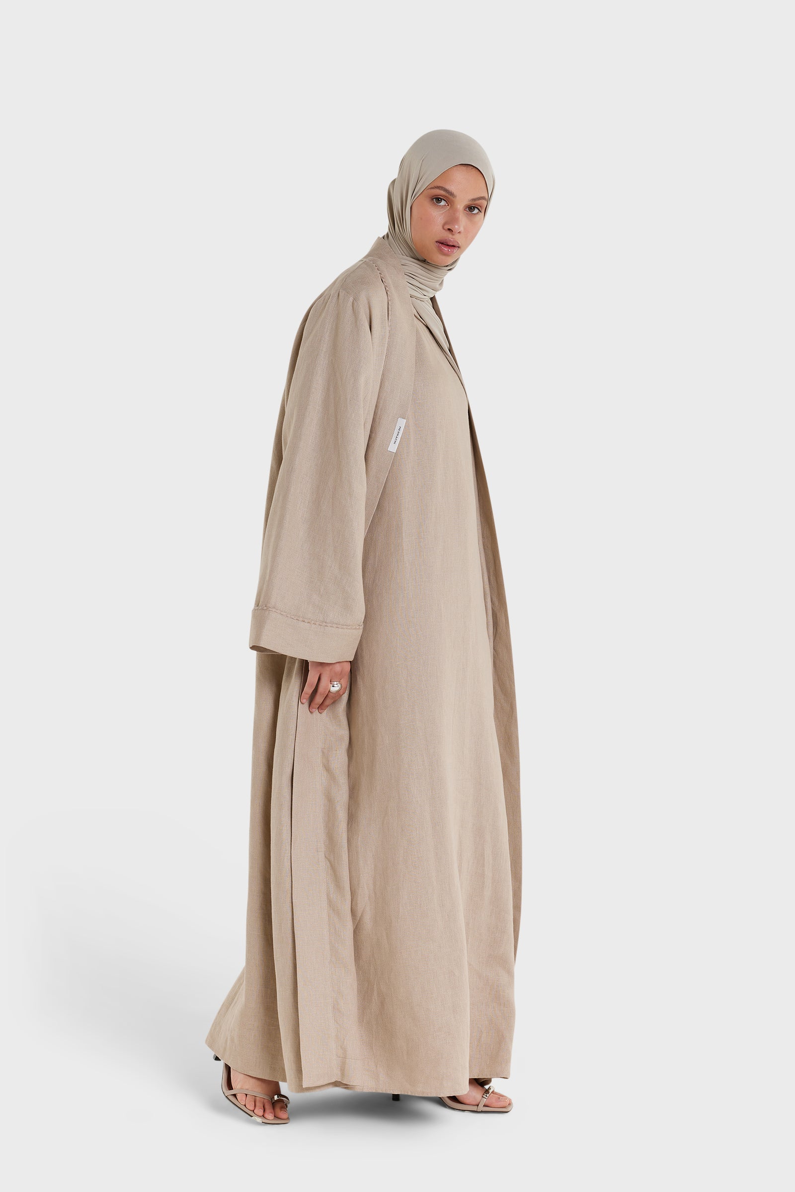 Plain Linen Abaya | Light Khaki