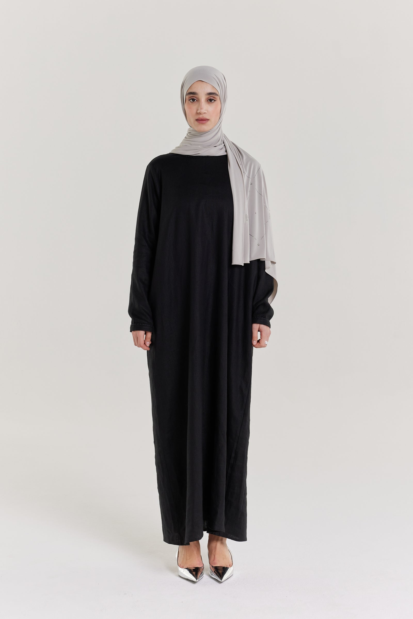 Plain Linen Dress | Black