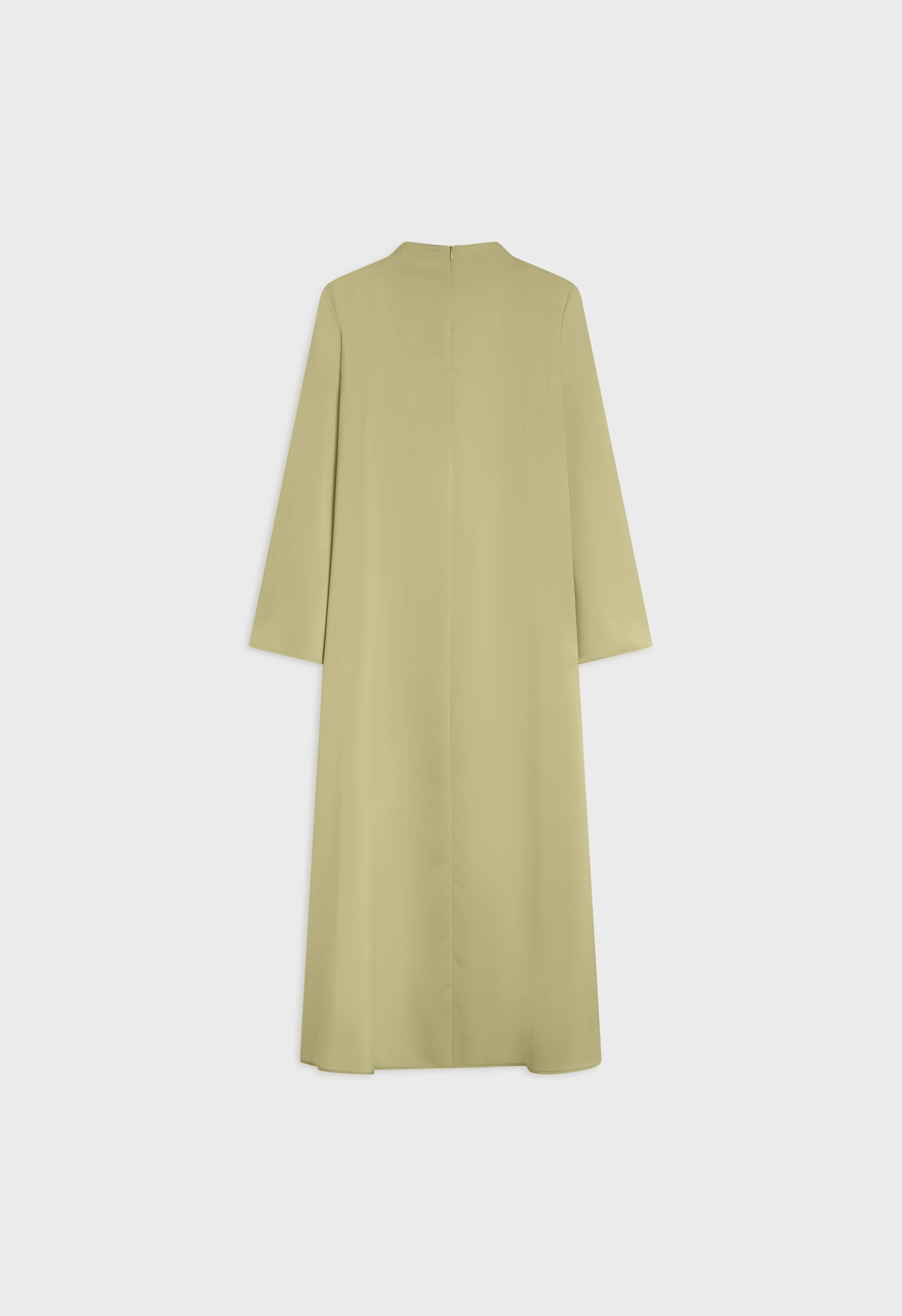 Asymmetric Drape Dress Short | Grey Green