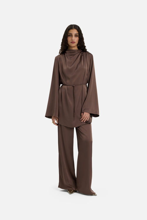 Flowy Palazzo Pants | Ash Brown