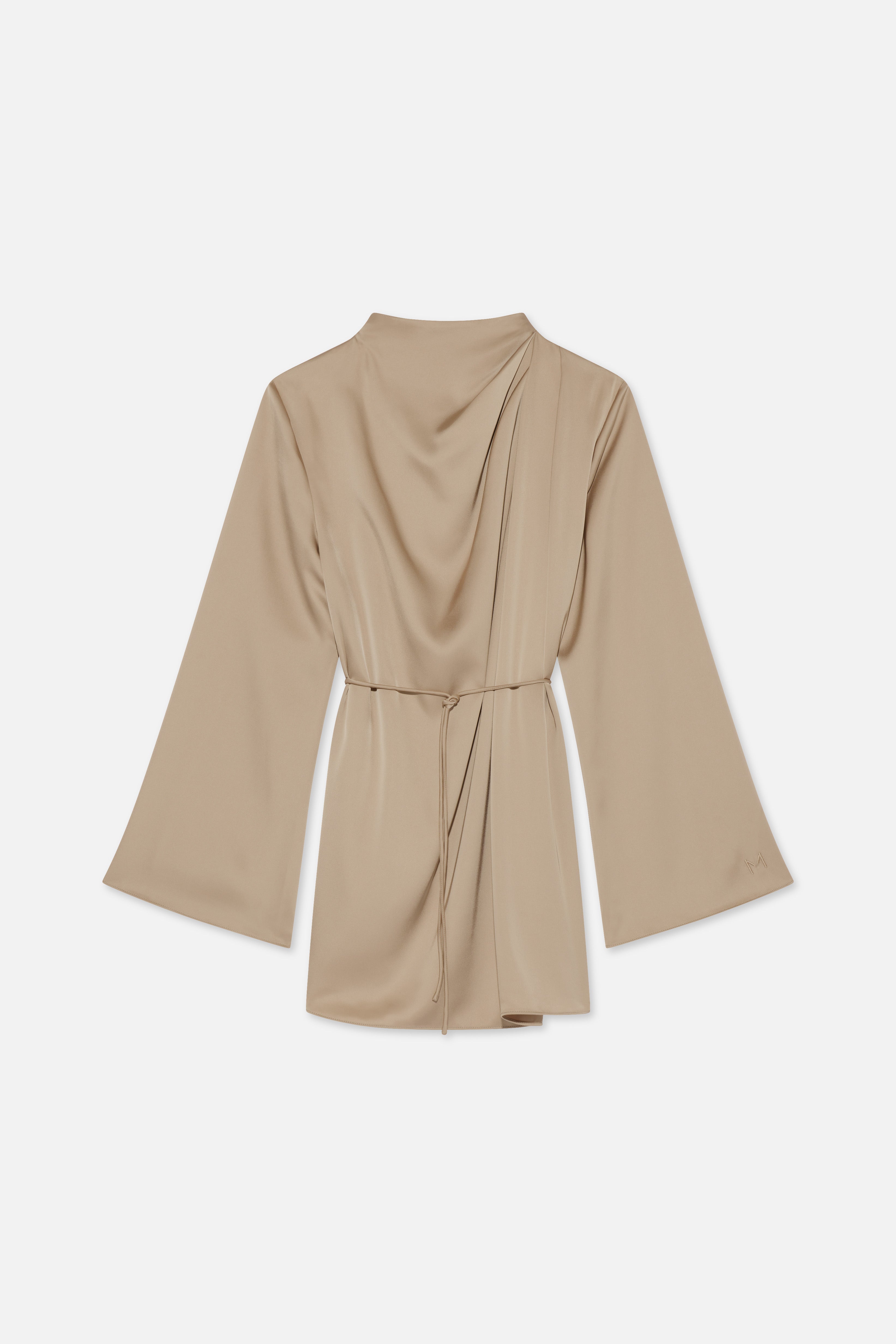 Flat lay front mocha colored blouse