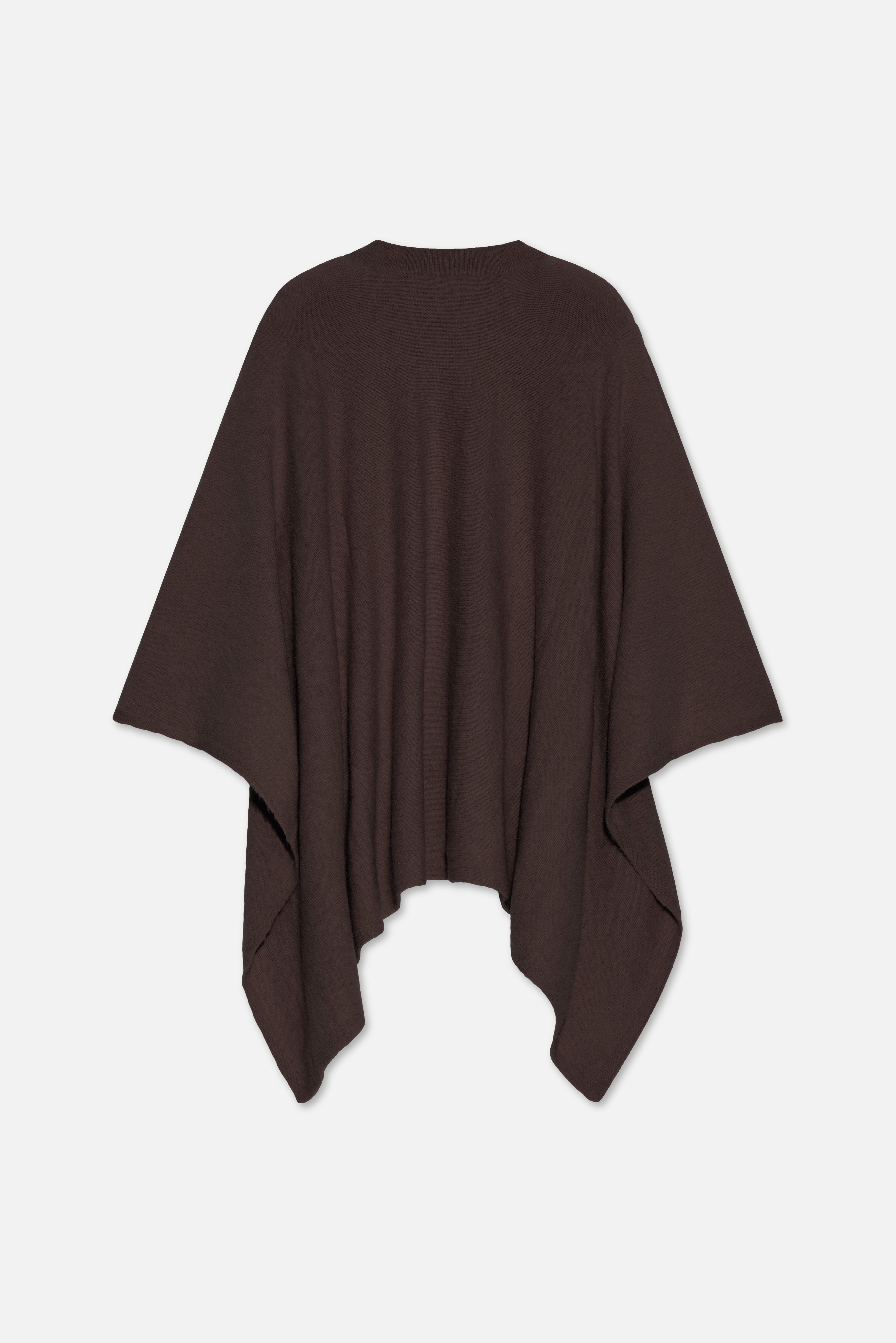 Brushed Knit Poncho | Dark Brown