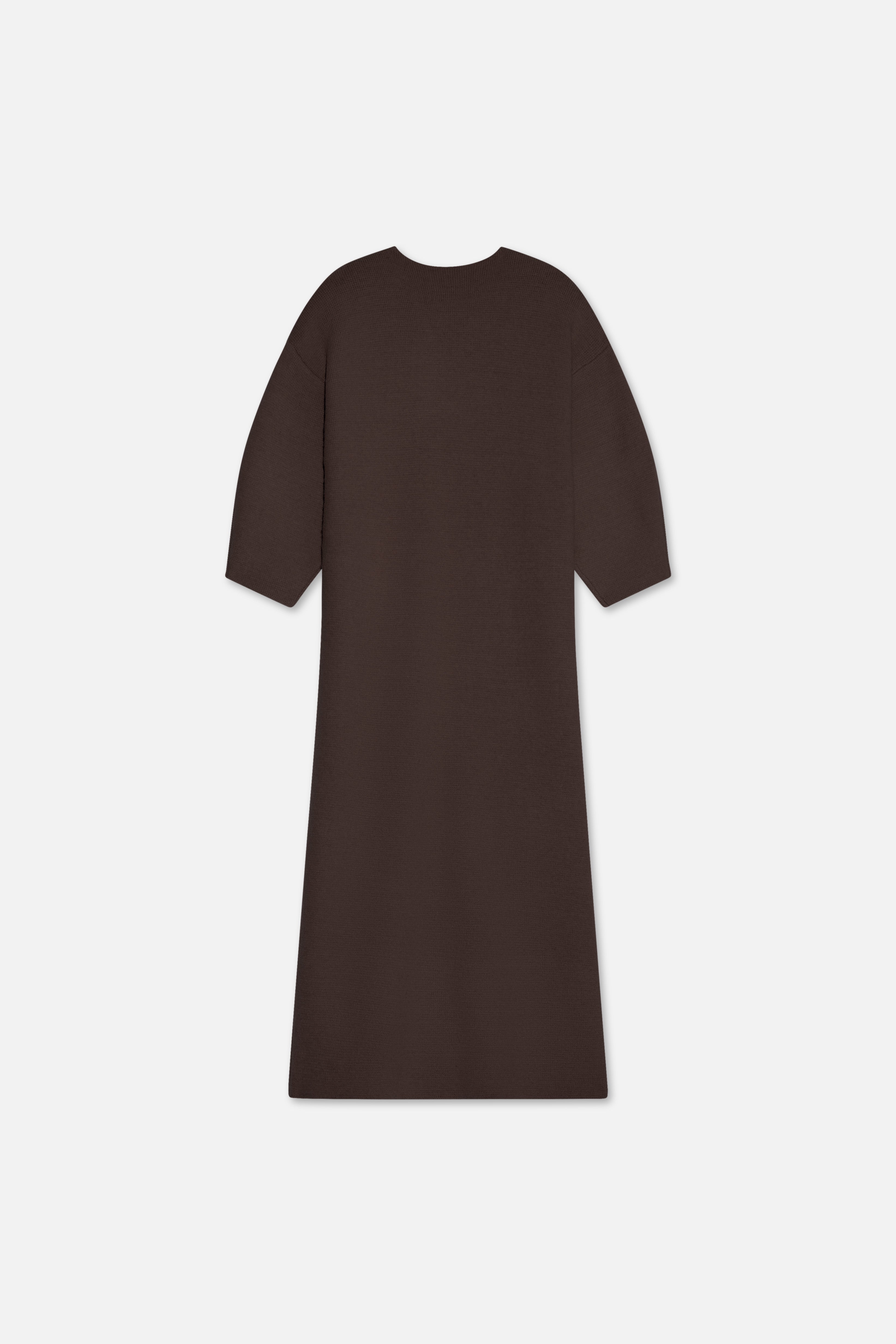 Brushed Knit V-Neck Dress | Dark Brown