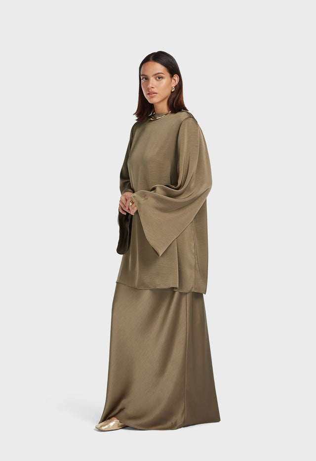 Bias Cut Skirt | Desert Brown