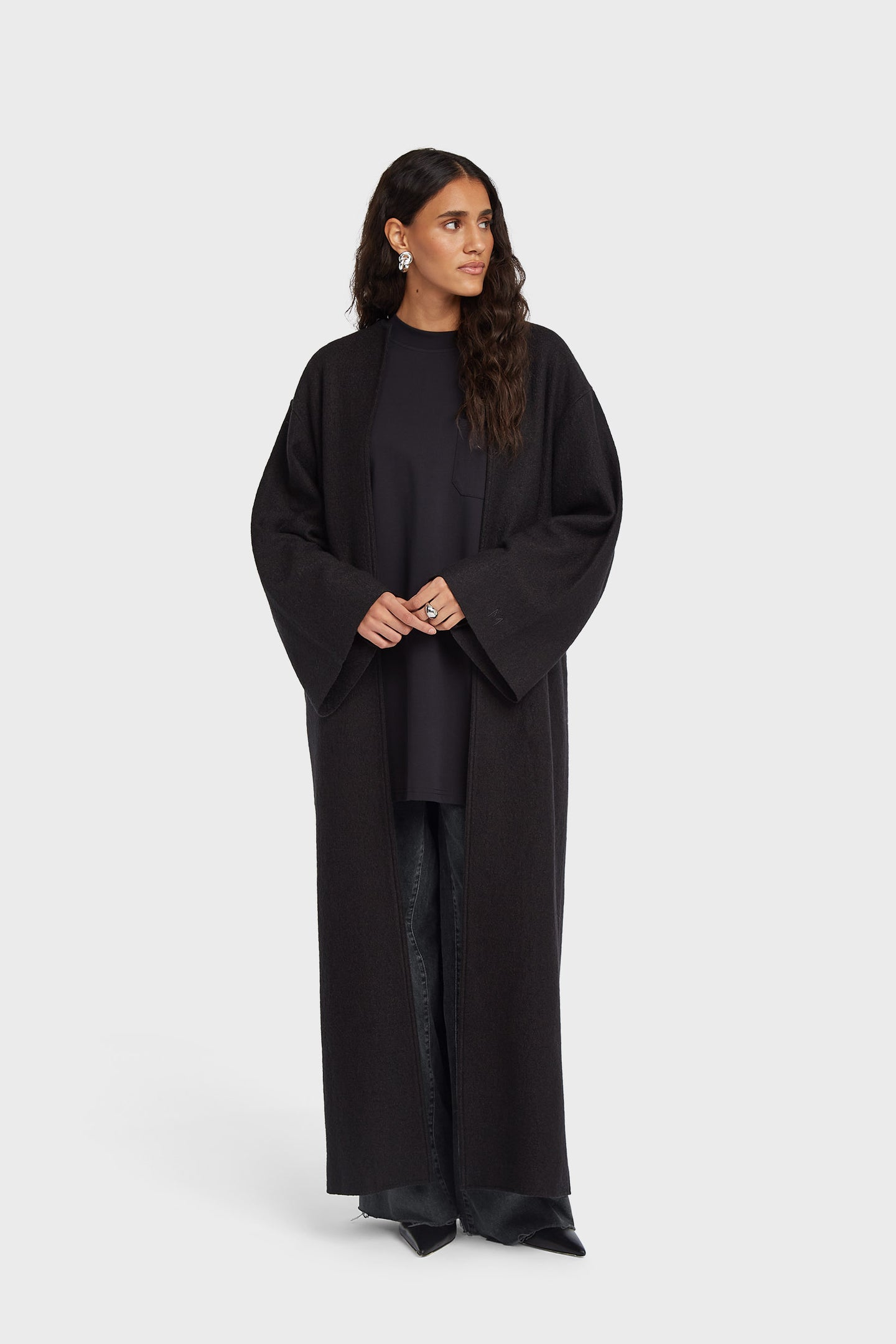 Boiled Wool Abaya | Black