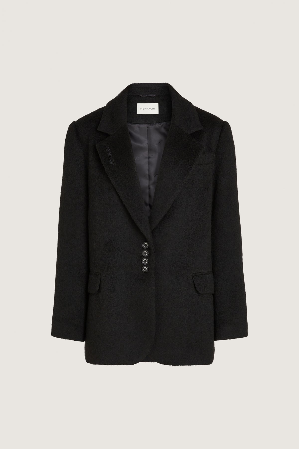 Brushed Coat Blazer | Black