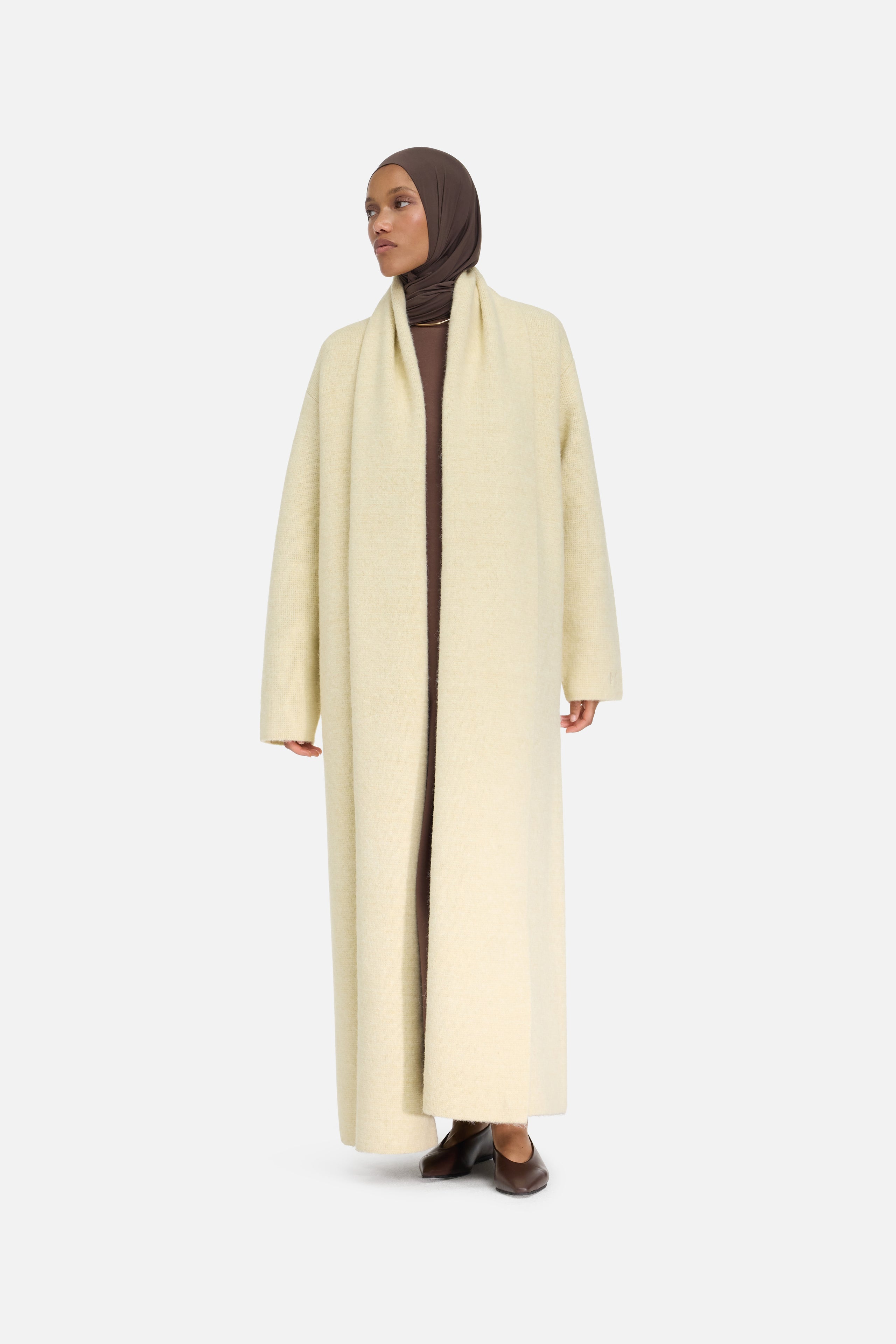 Brushed Knit Abaya | Cloud White