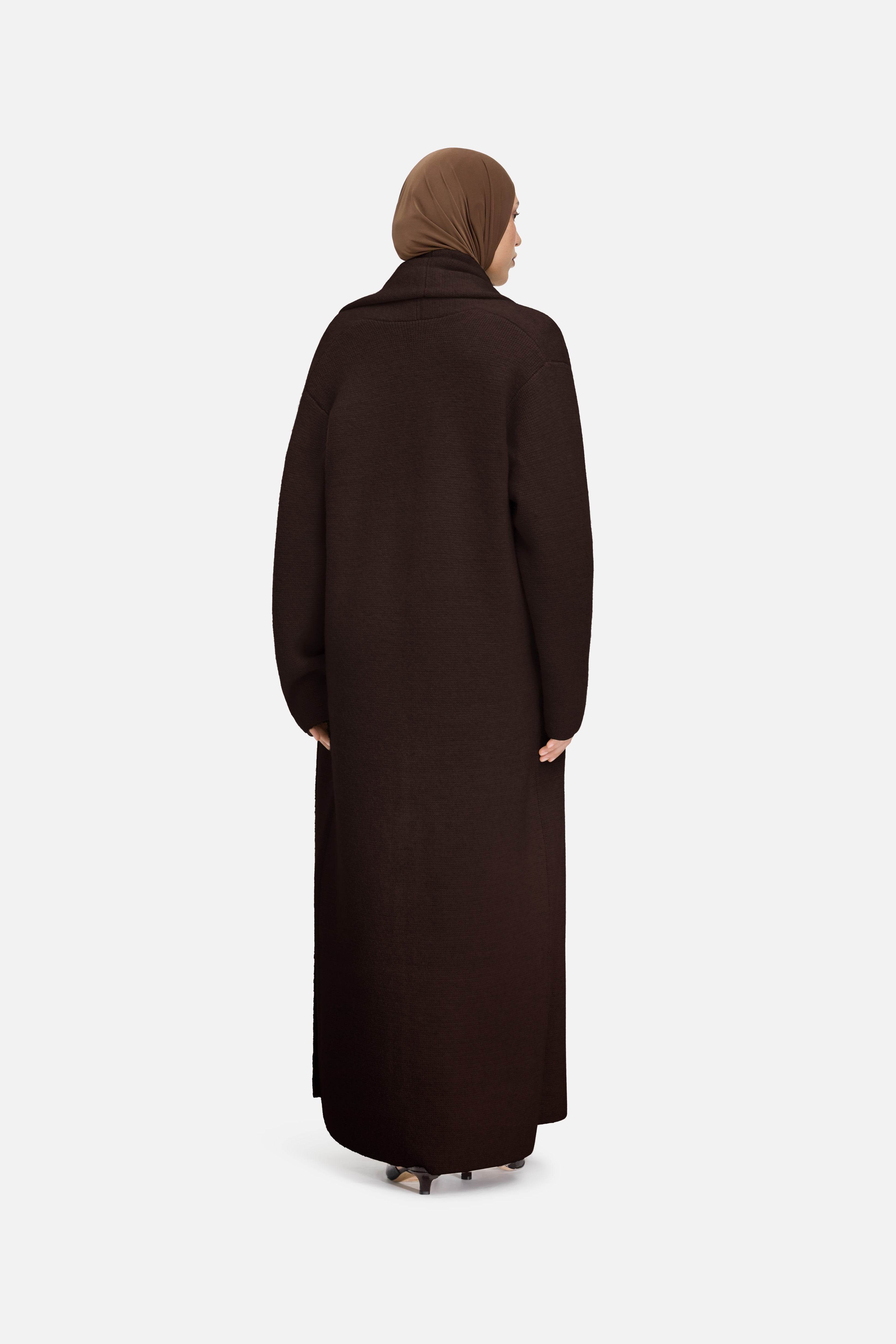 Brushed Knit Abaya | Dark Brown