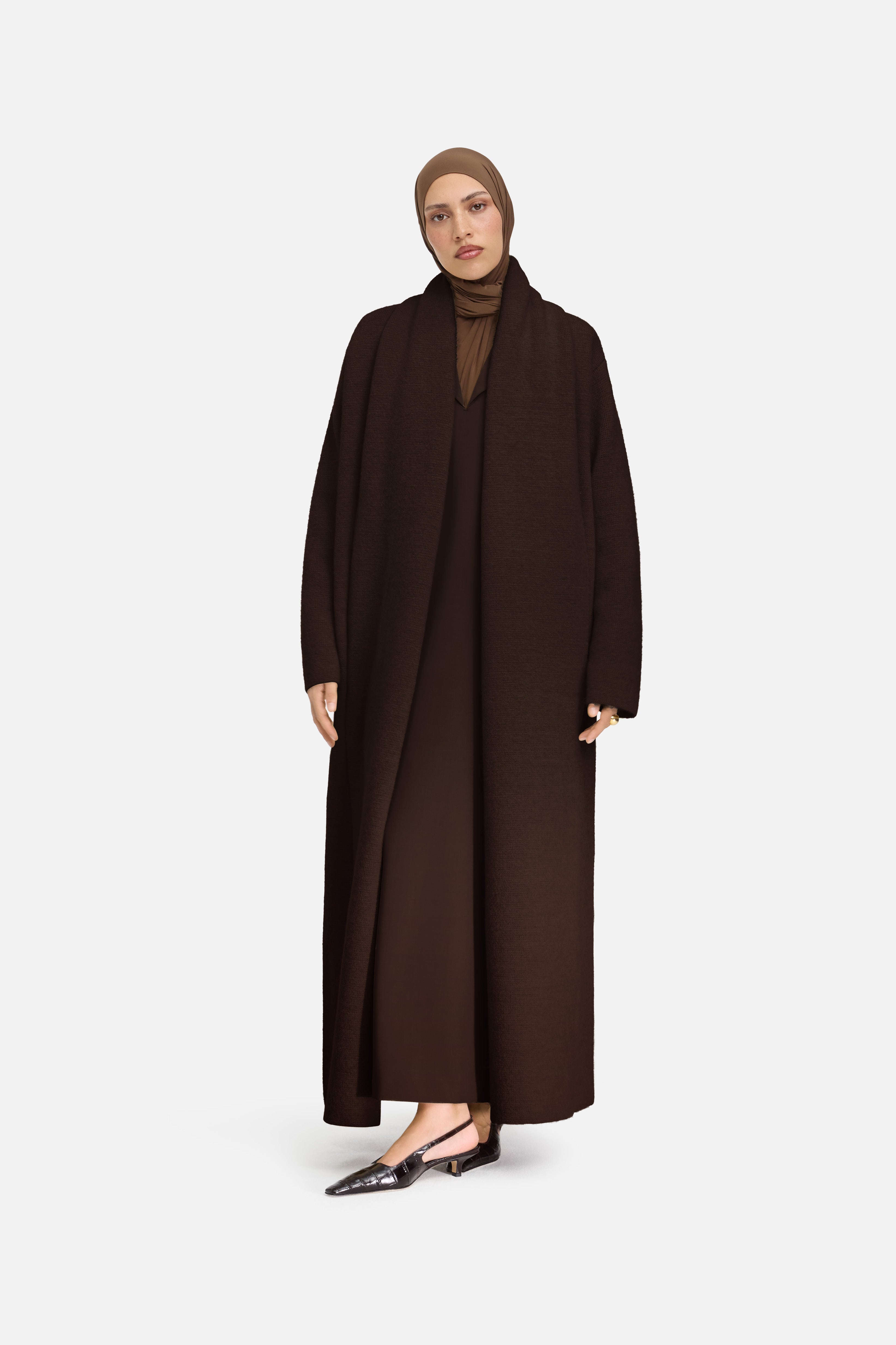 Brushed Knit Abaya | Dark Brown