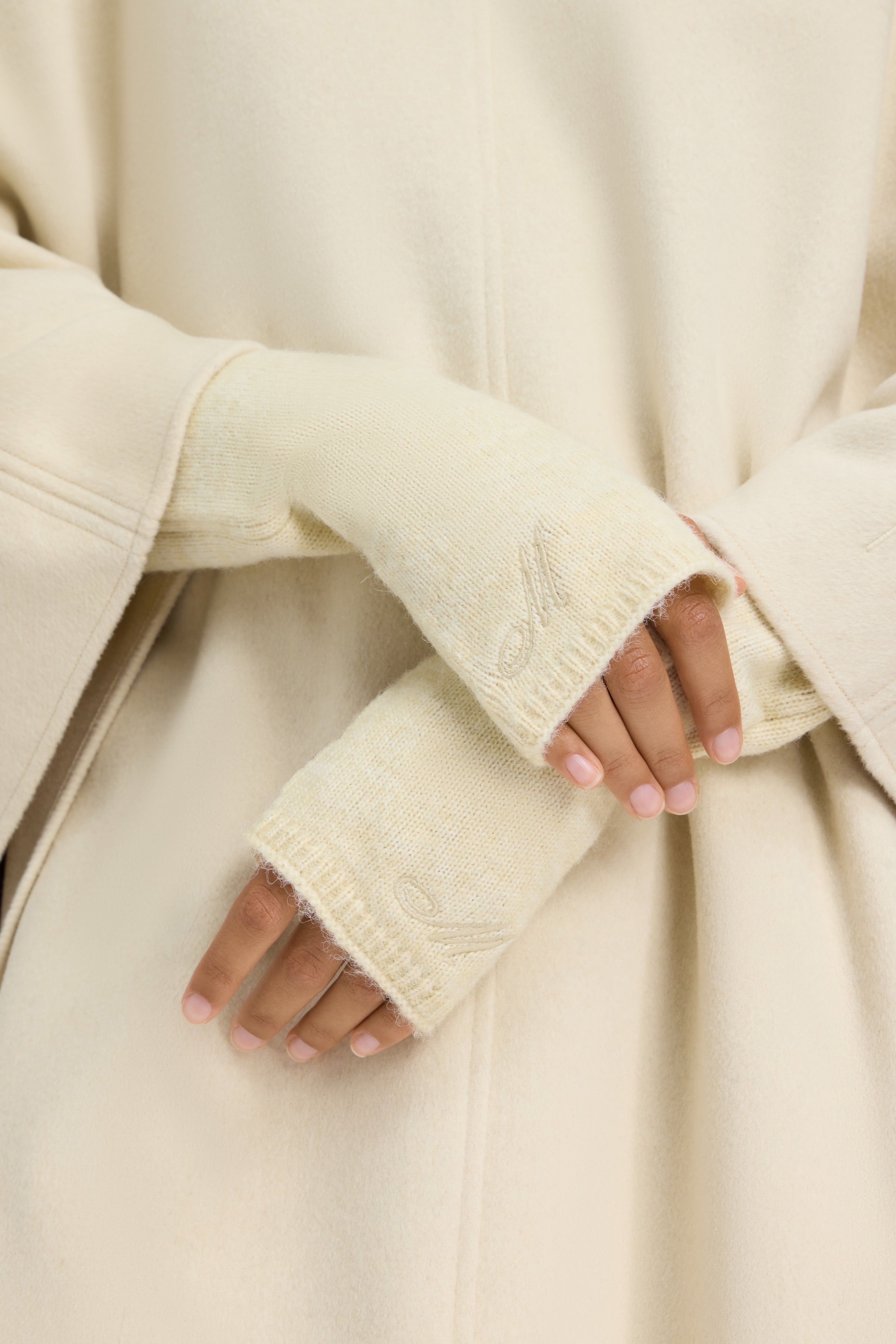 Brushed Knit Gloves | Cloud White