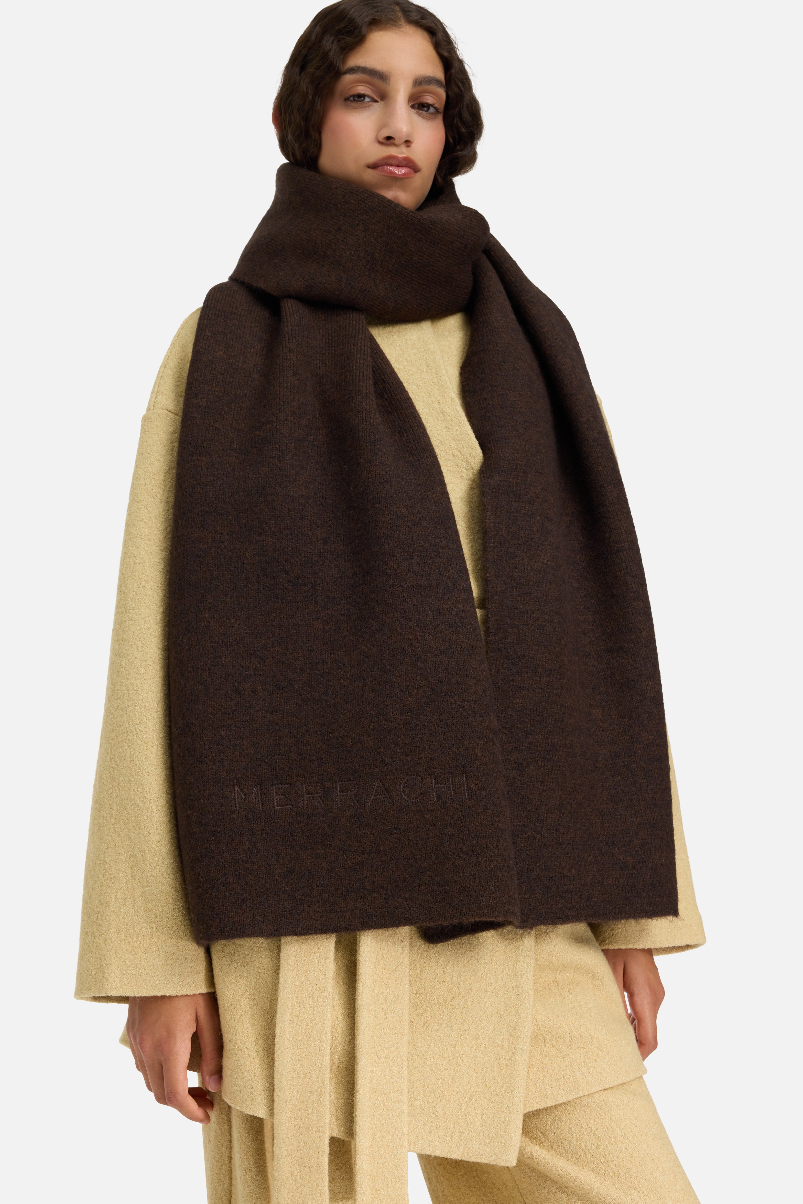 Brushed Knit Scarf | Dark Brown