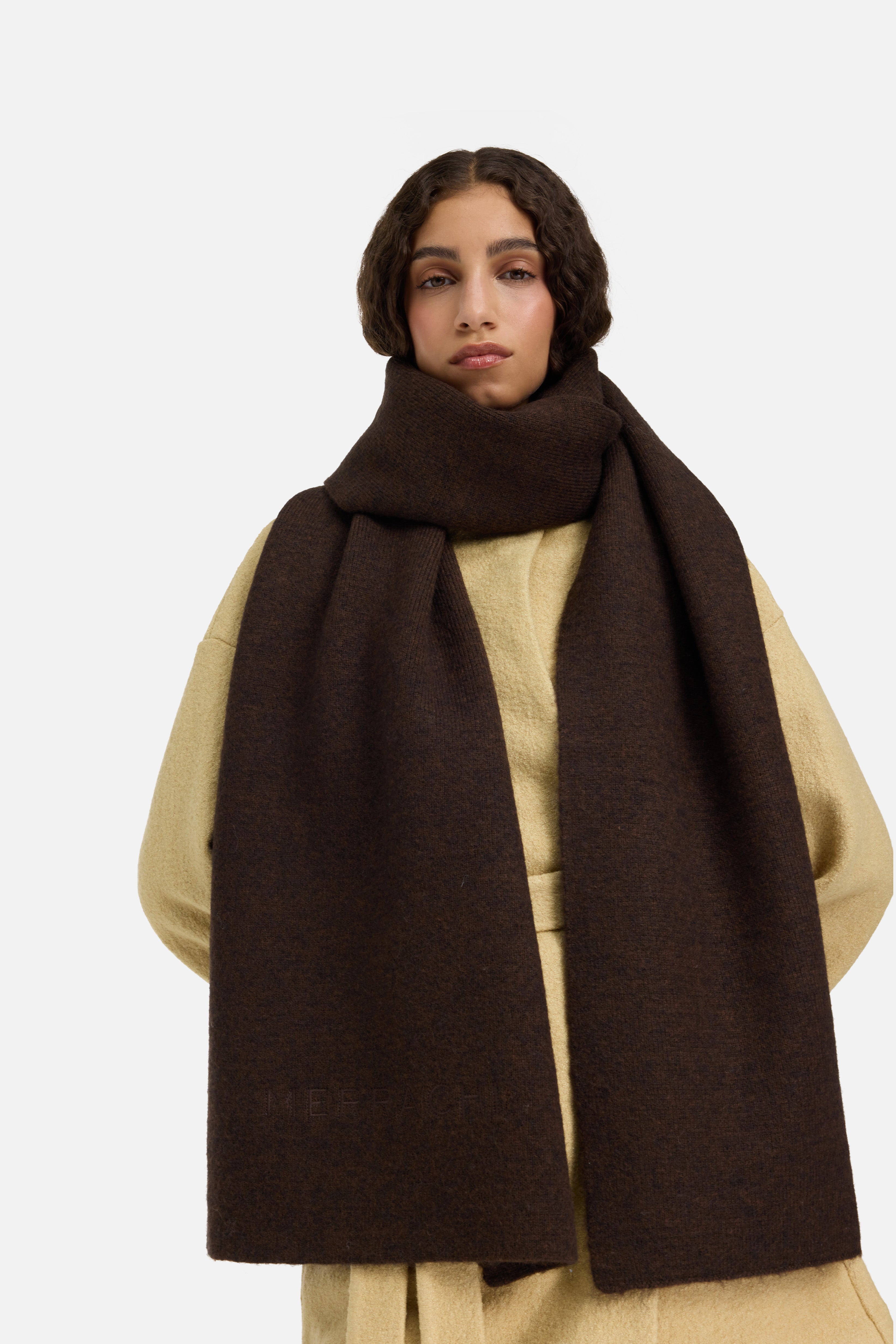 Brushed Knit Scarf | Dark Brown