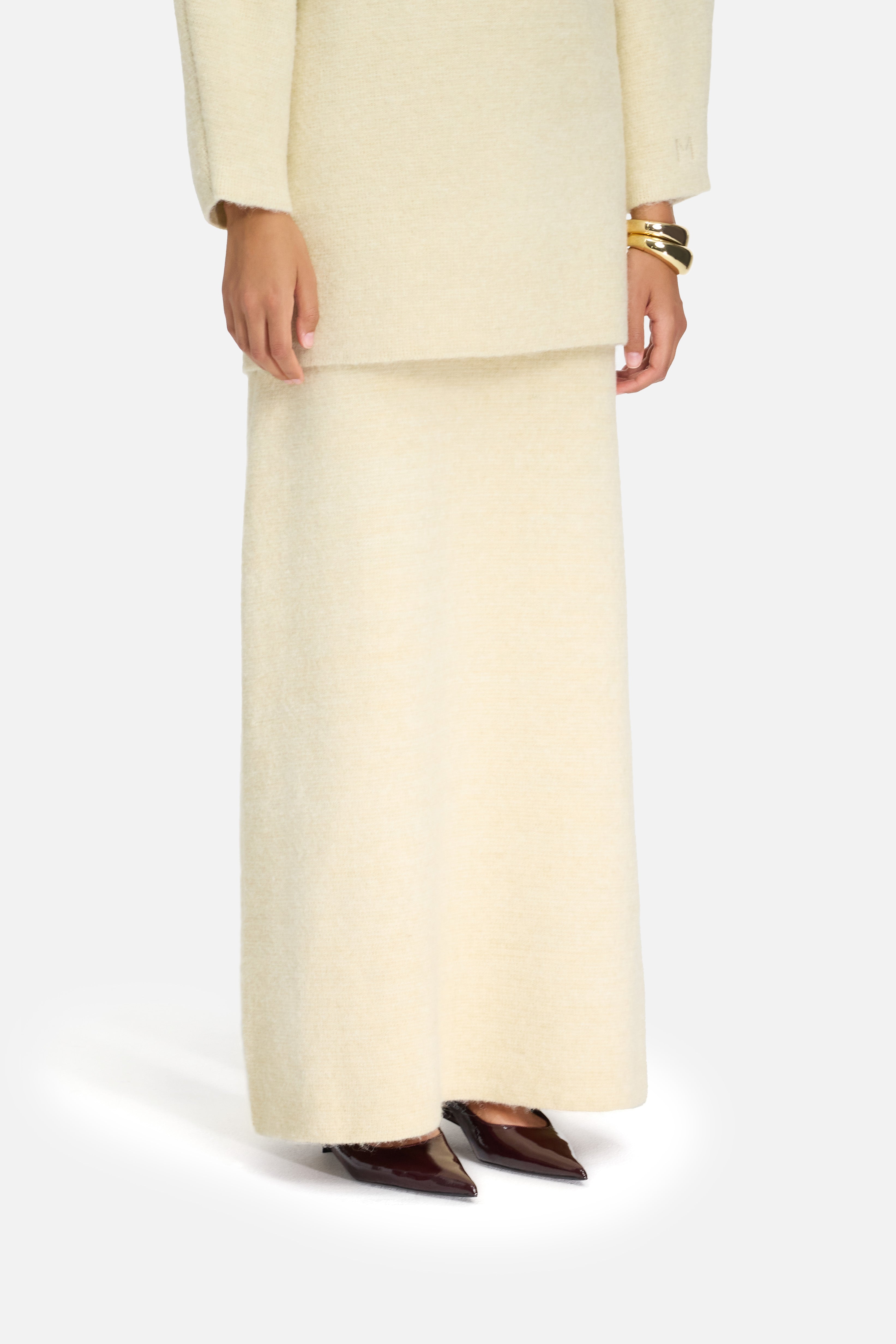 Brushed Knit Skirt | Cloud White