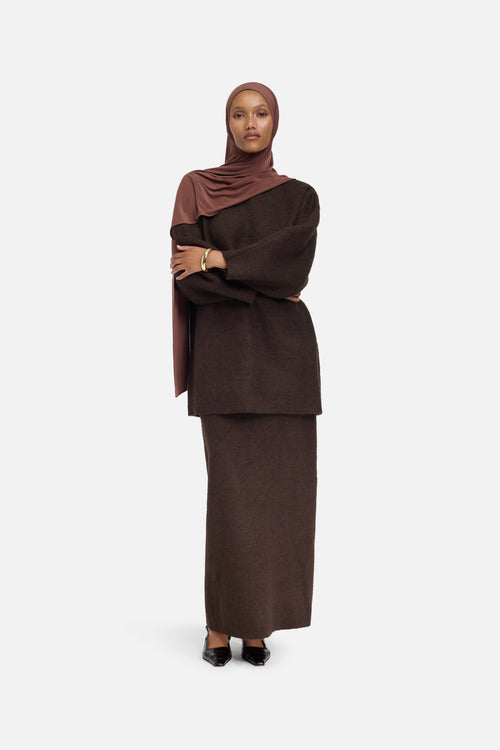 Brushed Knit Sweater | Dark Brown