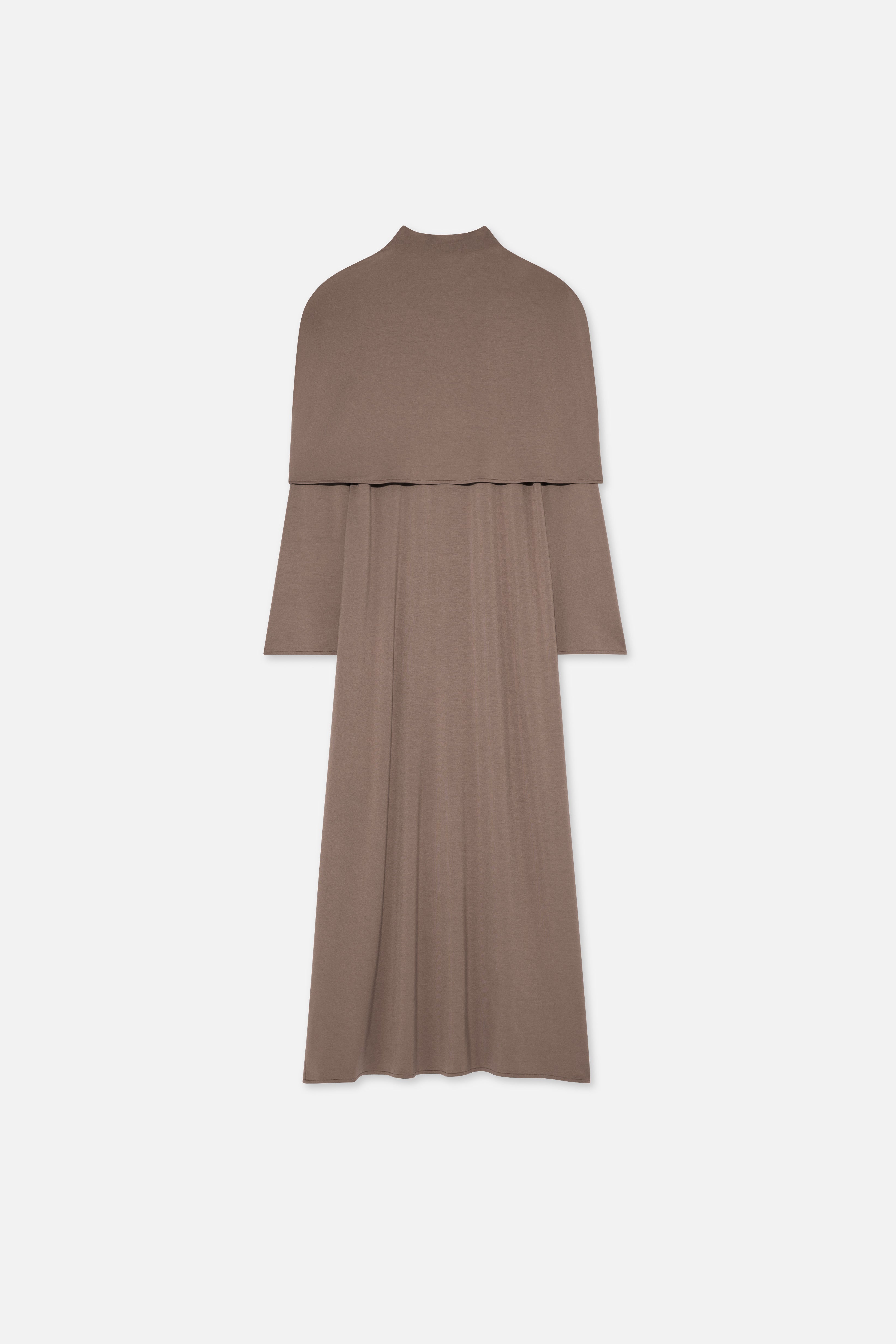 Flat lay back taupe dress