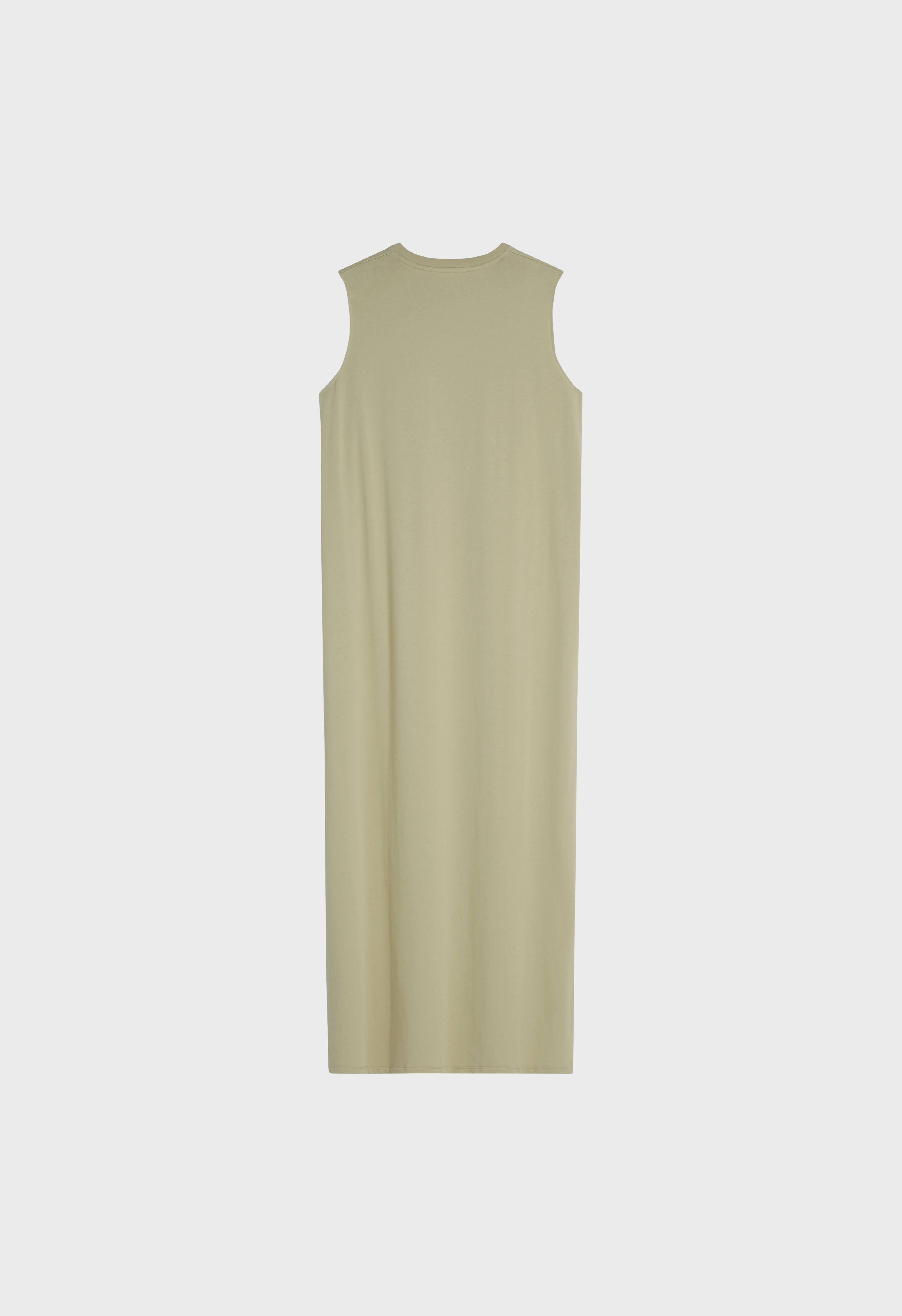 Cotton Sleeveless Dress | Soft Khaki