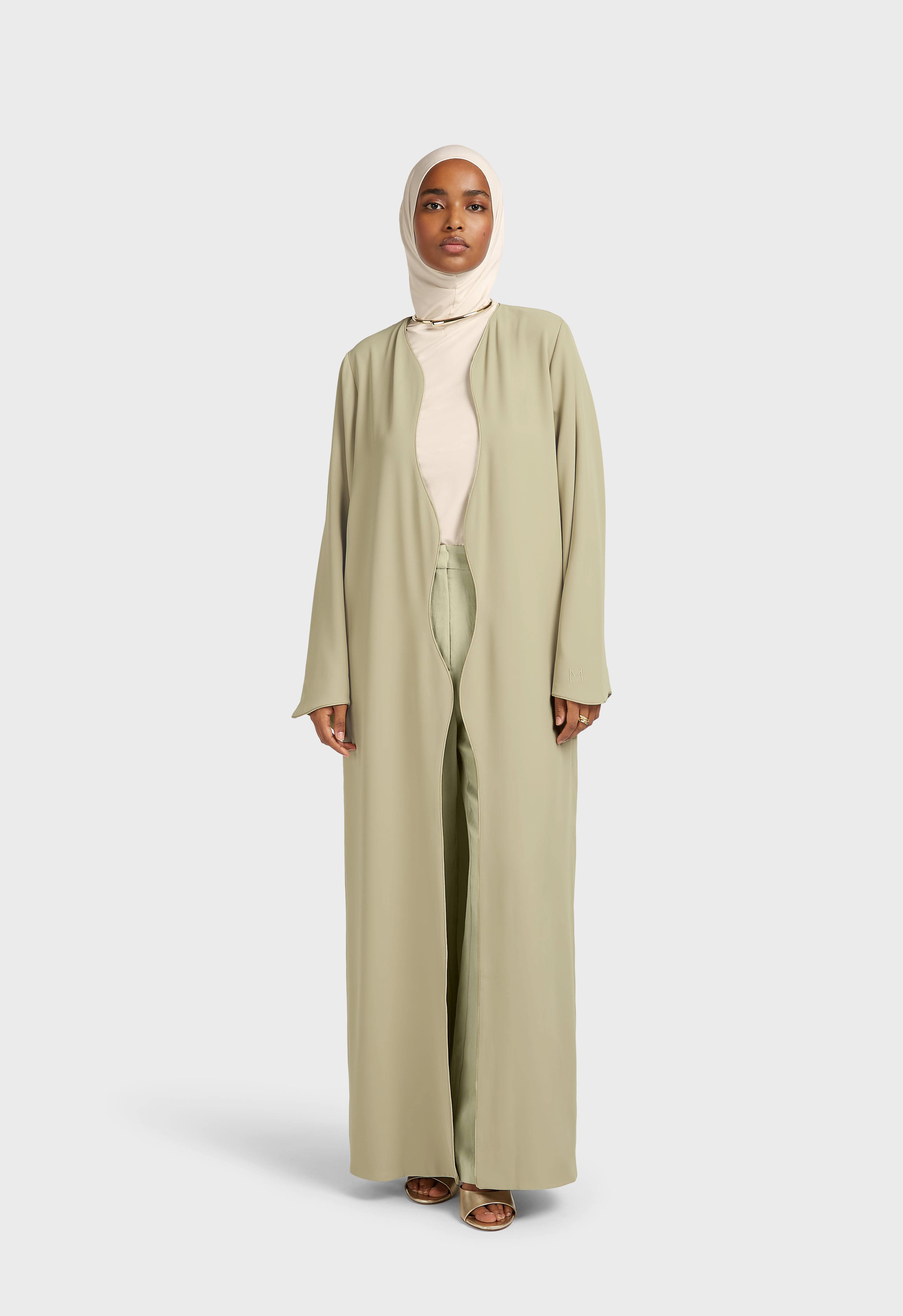 Curved Edge Abaya | Dry Basil