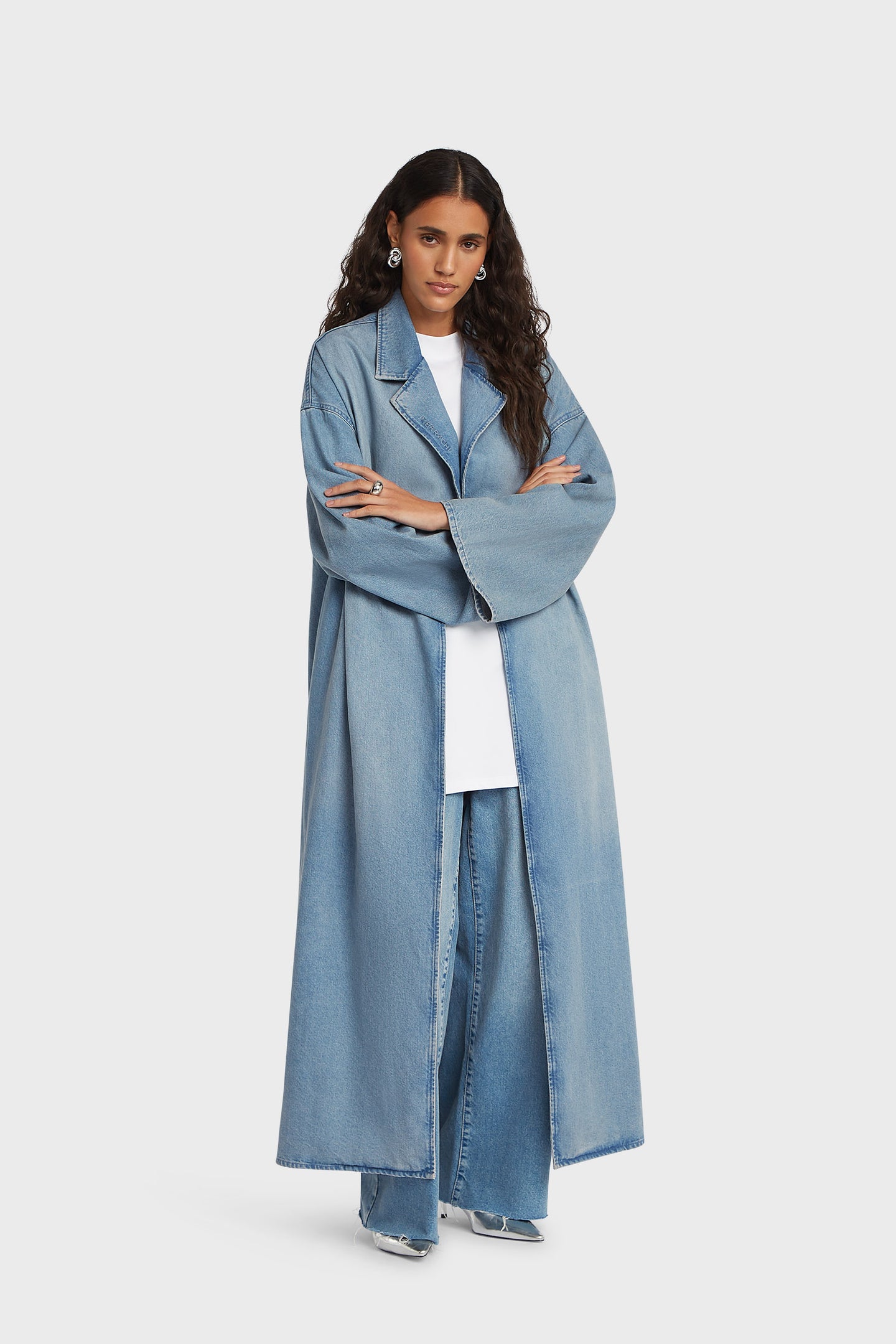 Denim Abaya | Washed Silver Blue