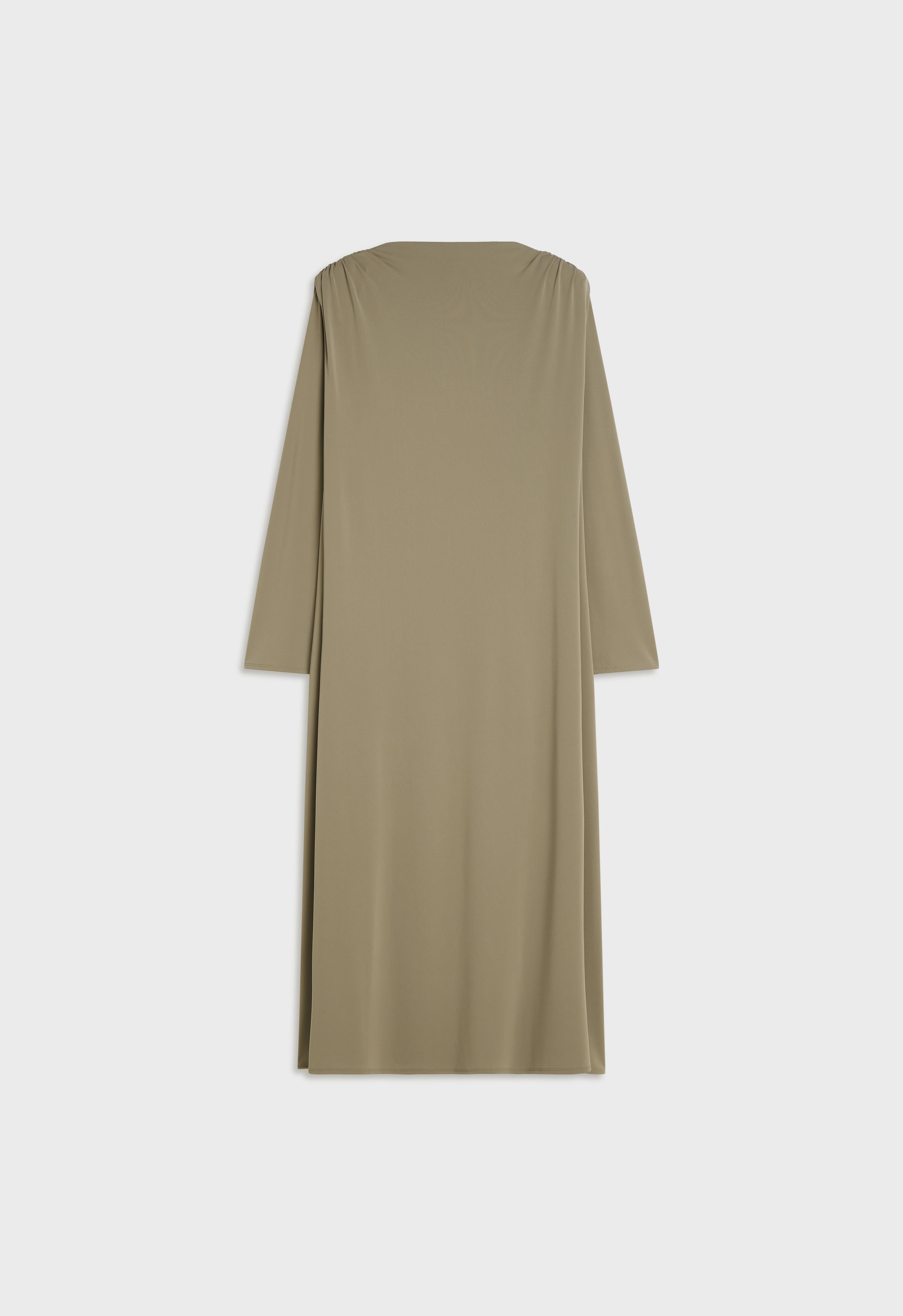 Double Draped Shoulder Dress | Desert Brown