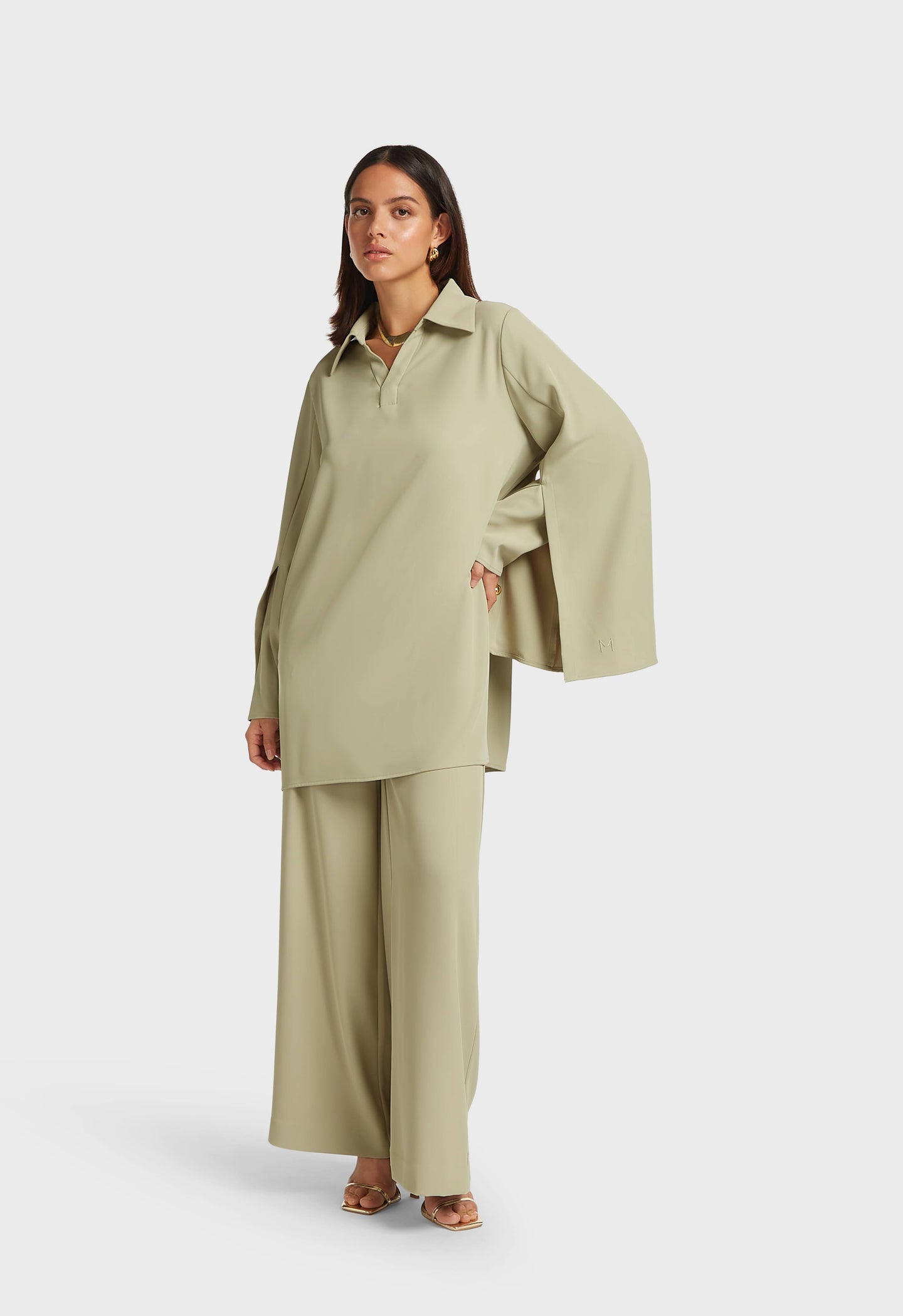 Double Sleeve Blouse | Dry Basil