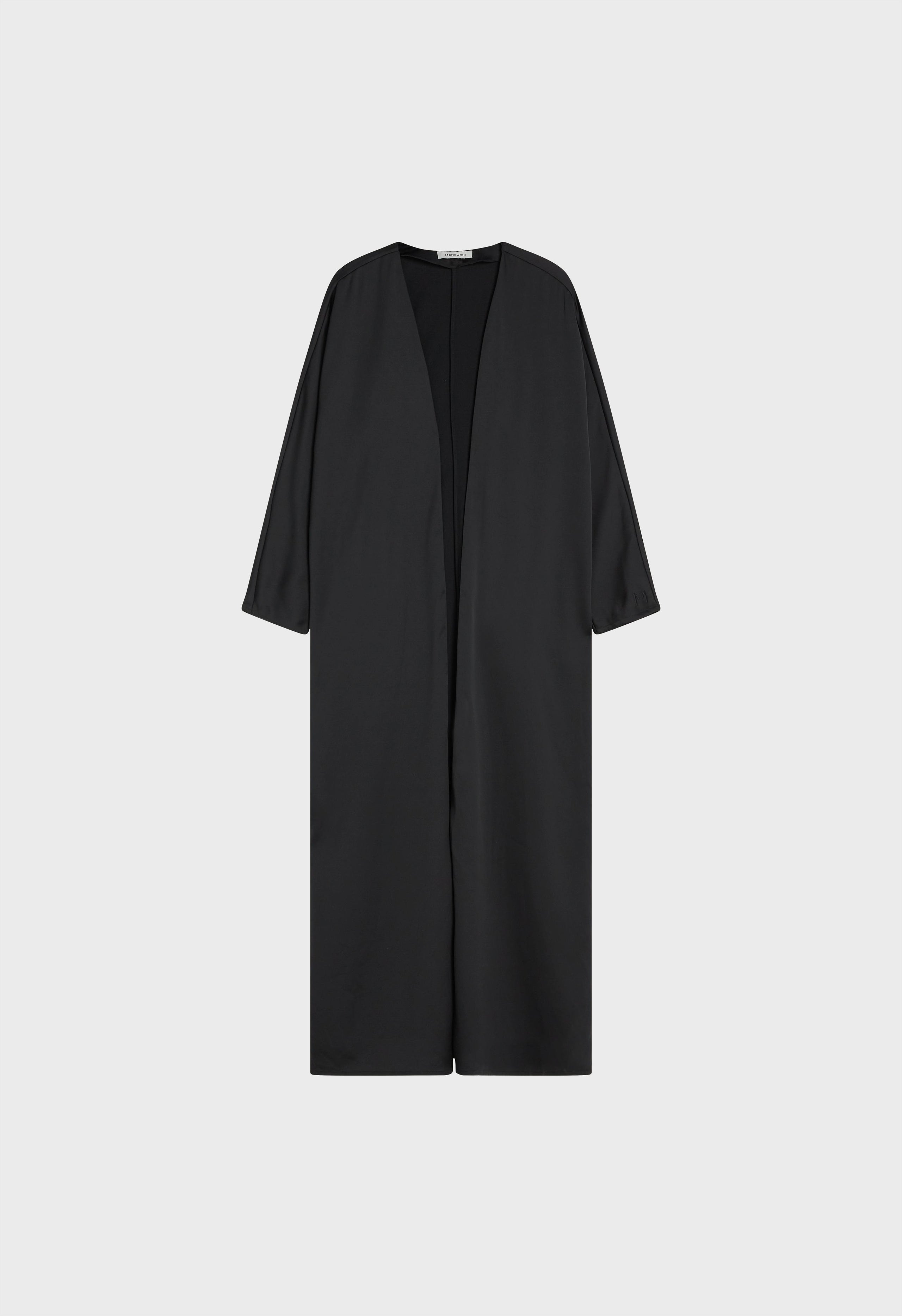 Dull Satin Bat Sleeve Abaya | Black