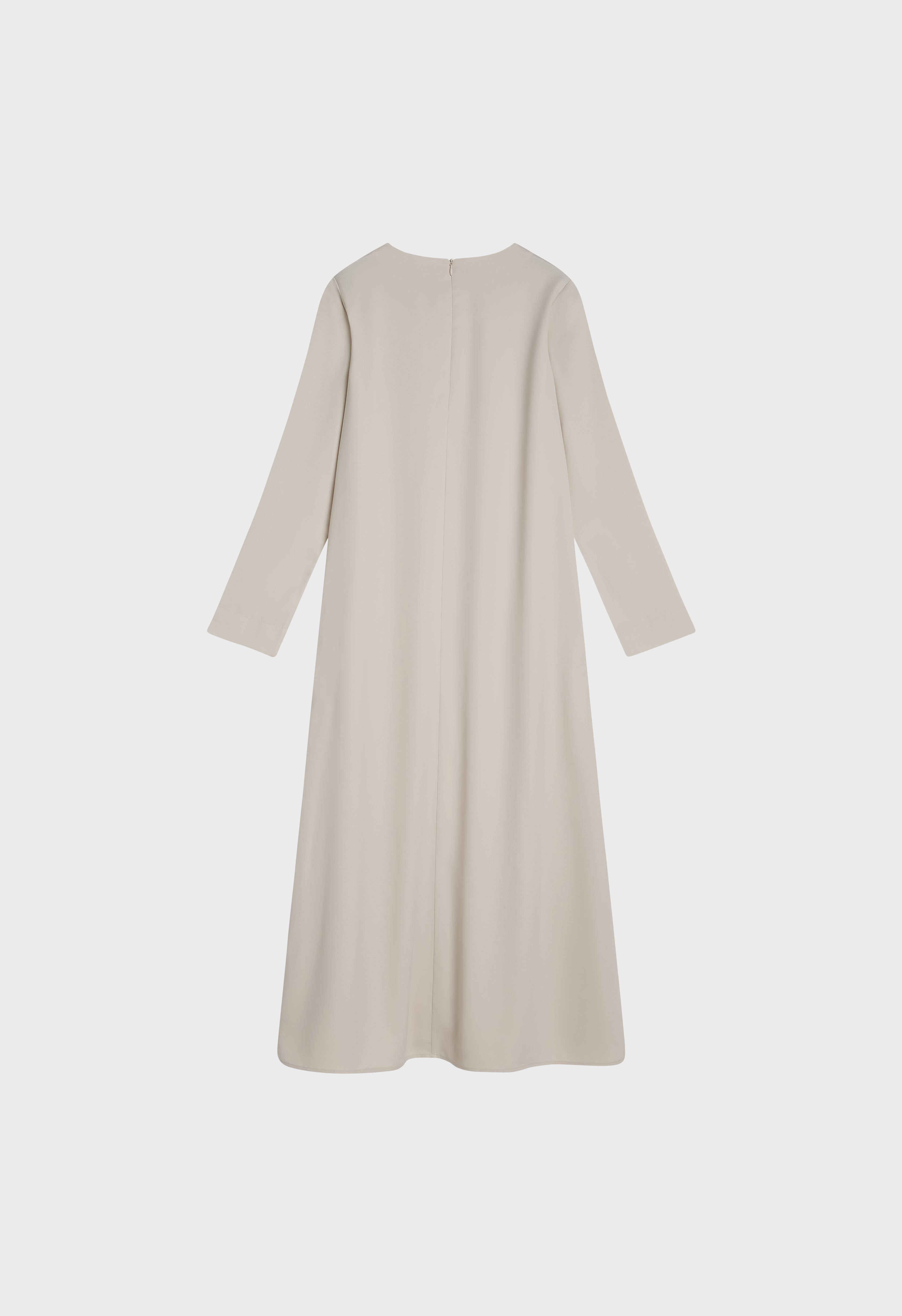 Dull Satin Dress | Biscuit