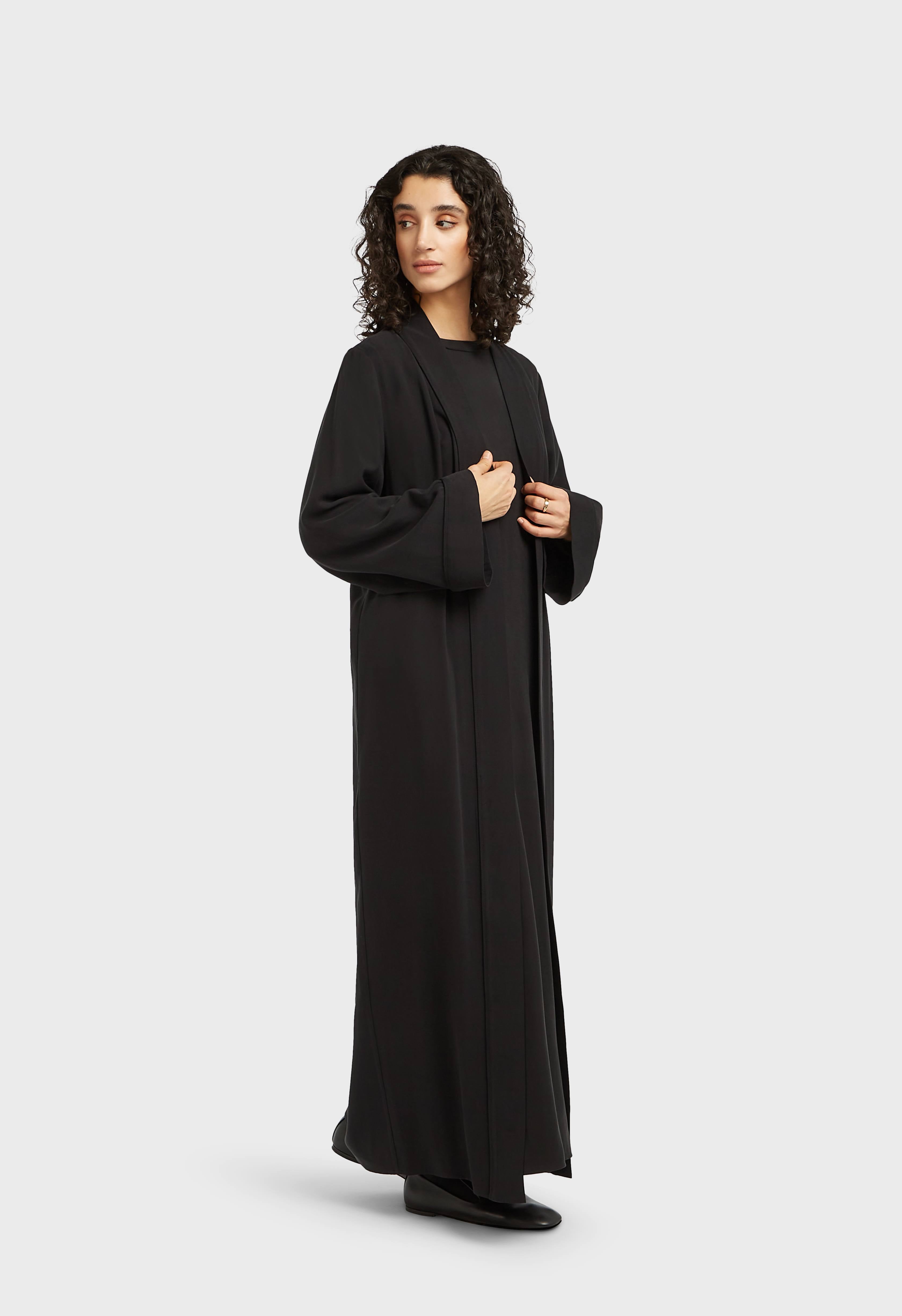 Essential Soft Woven Abaya Short | Black