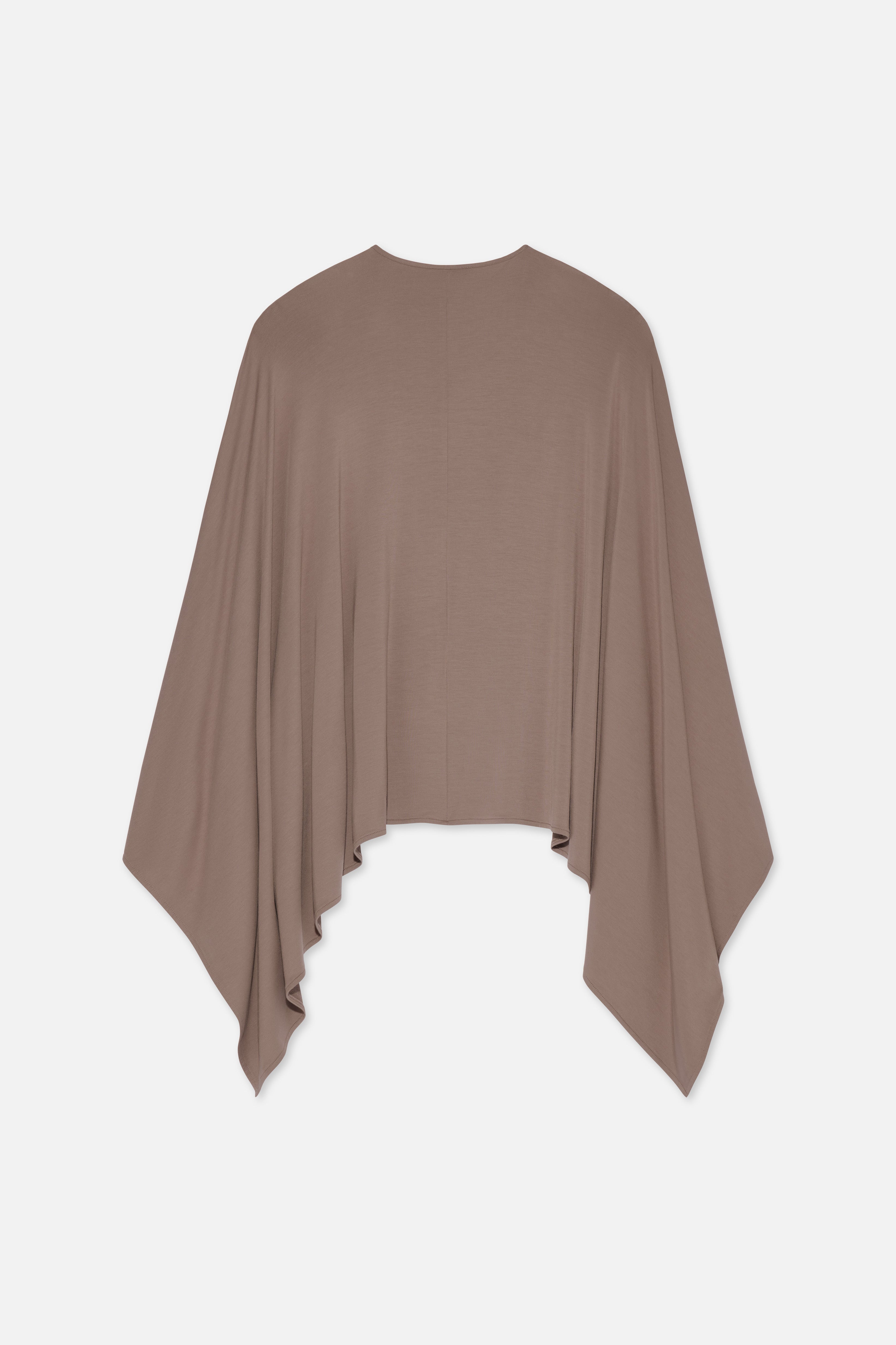 Flat lay taupe MERRACHI cape, back view