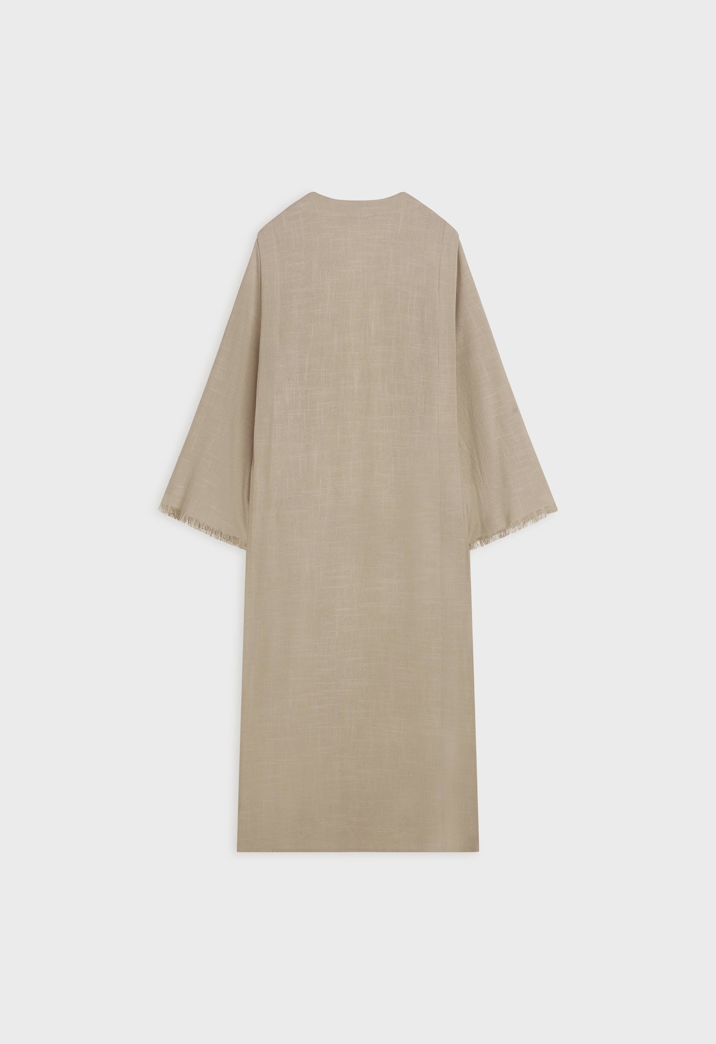 Frayed Hem Linen Abaya | Desert Brown