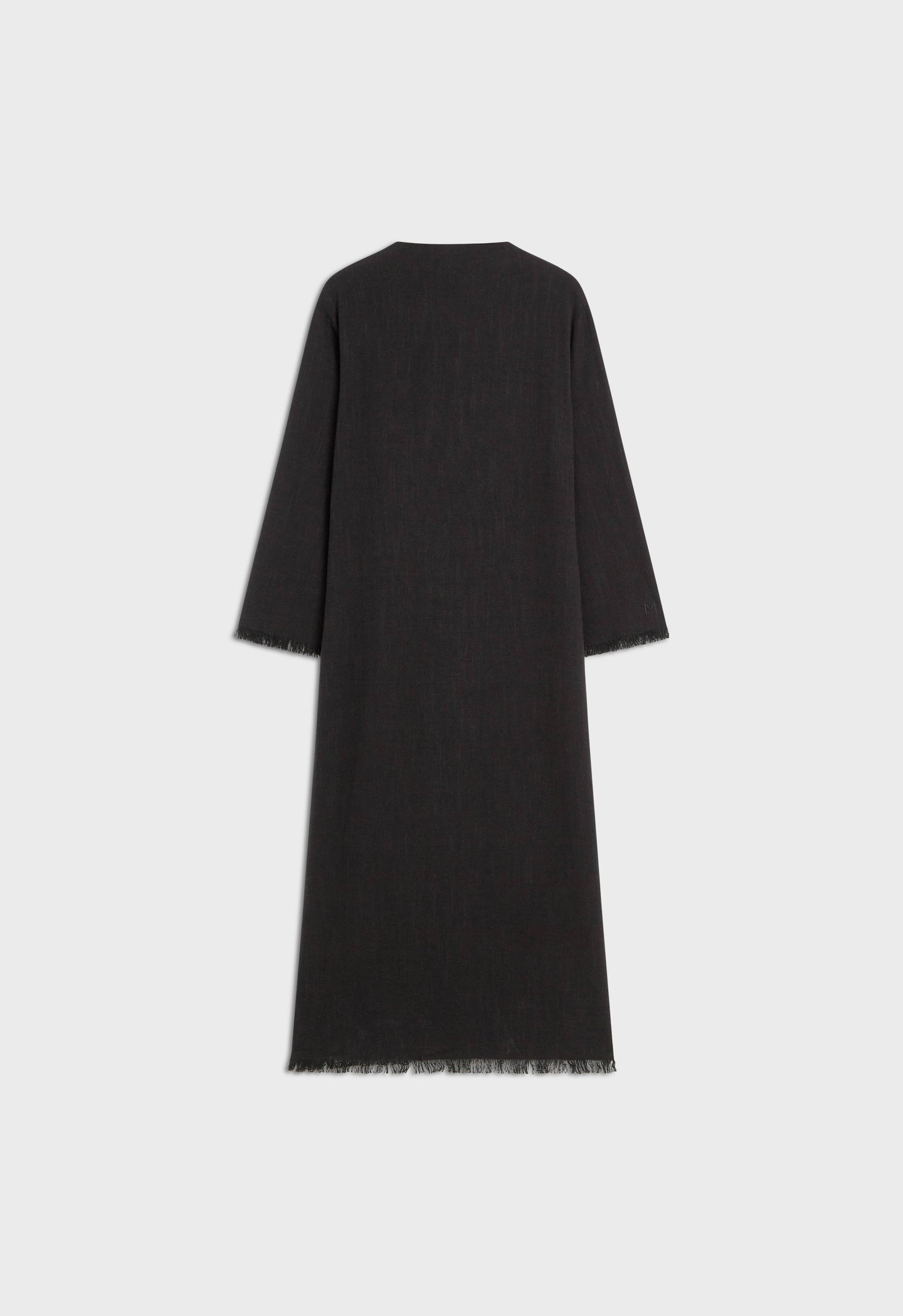 Frayed Hem Linen Dress | Black